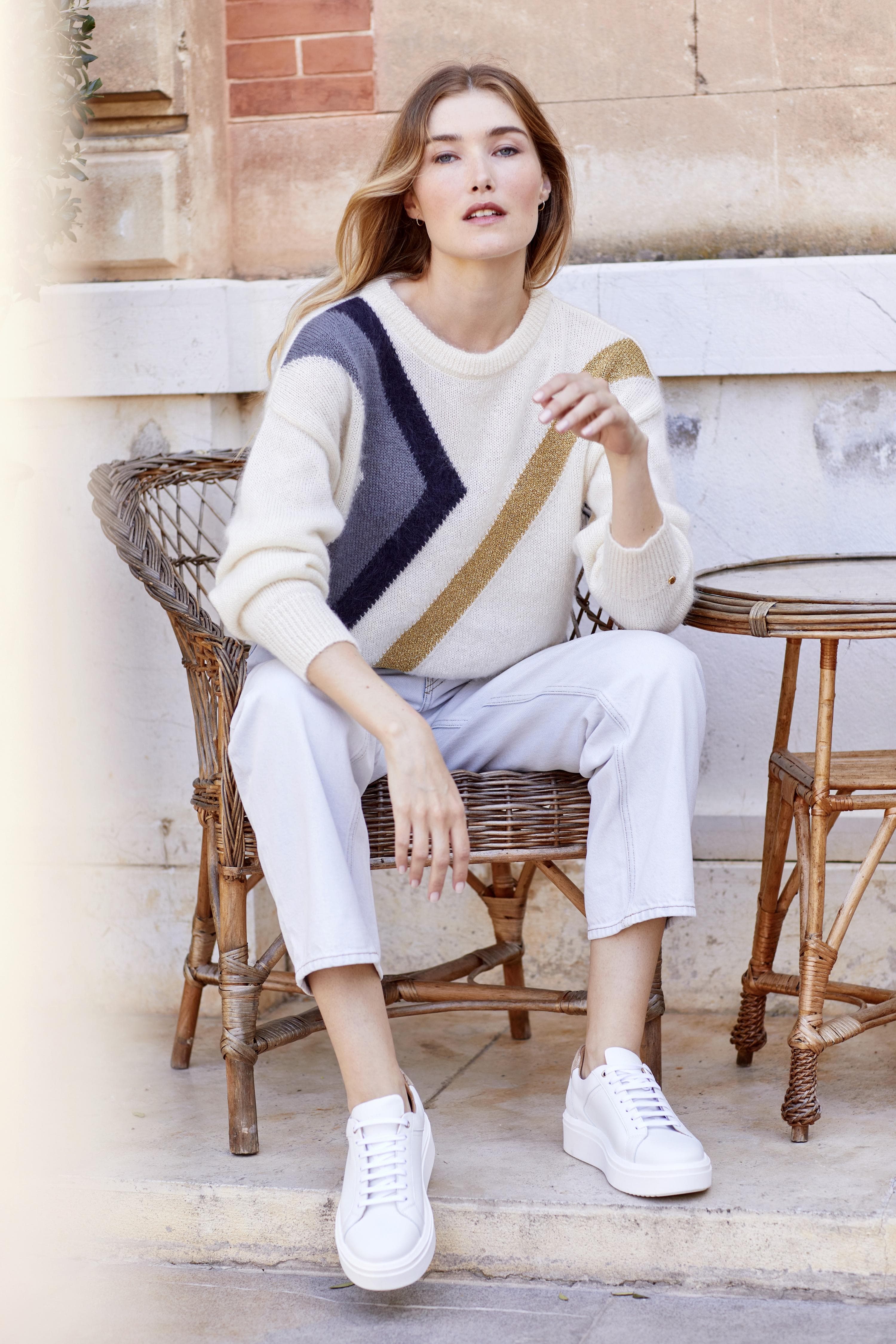 Annyblatt Ines maglione mohair Naturale e Mouette