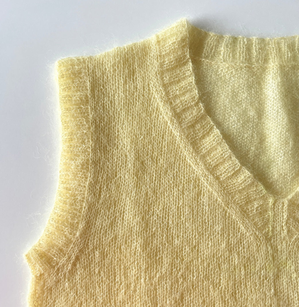 Anny Blatt Eulalie top mohair seta citronnade taglia S