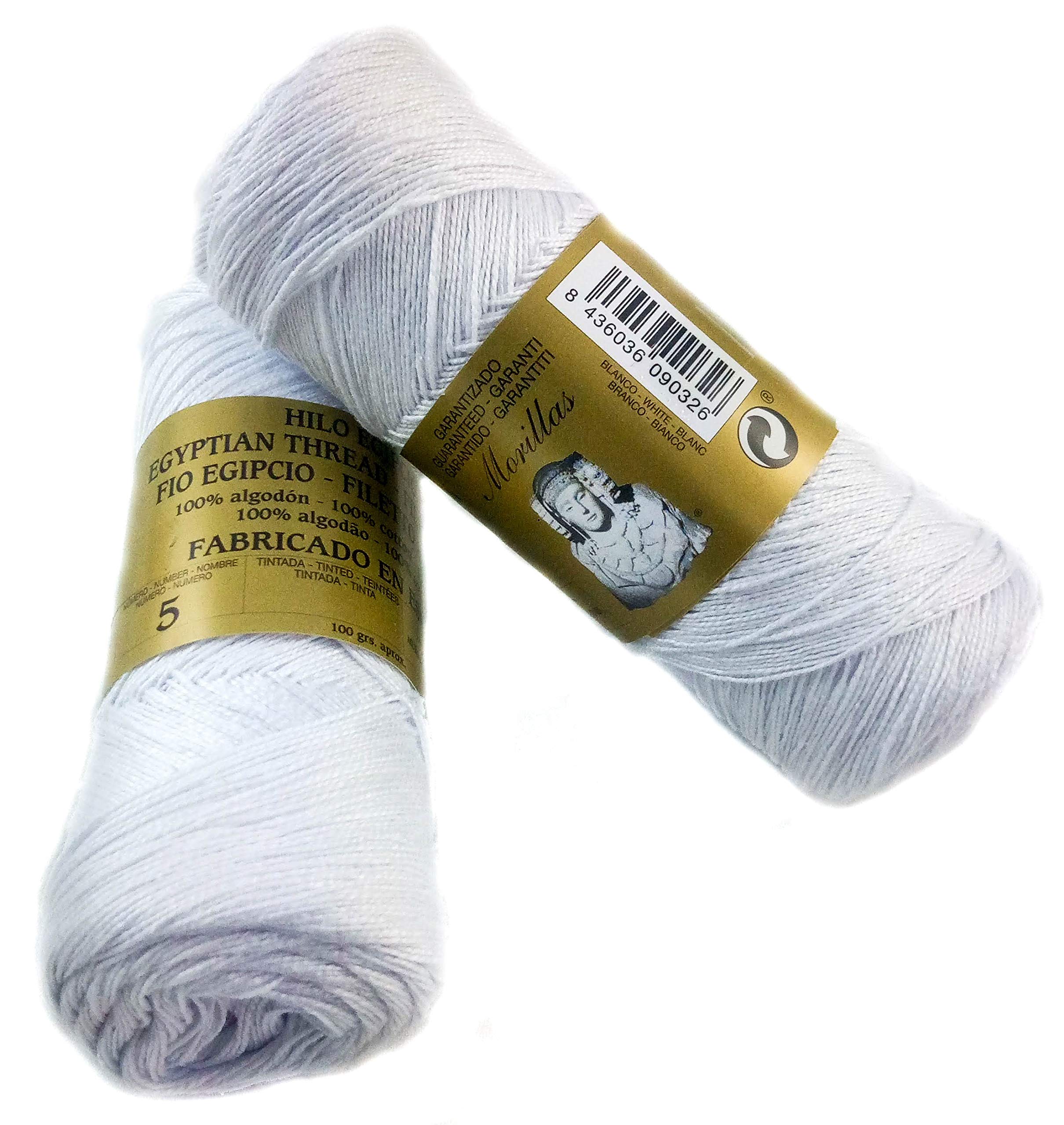 Morillas Zepelines Ne 5/2 filo cotone perlé bianco punto blu 2x85 g