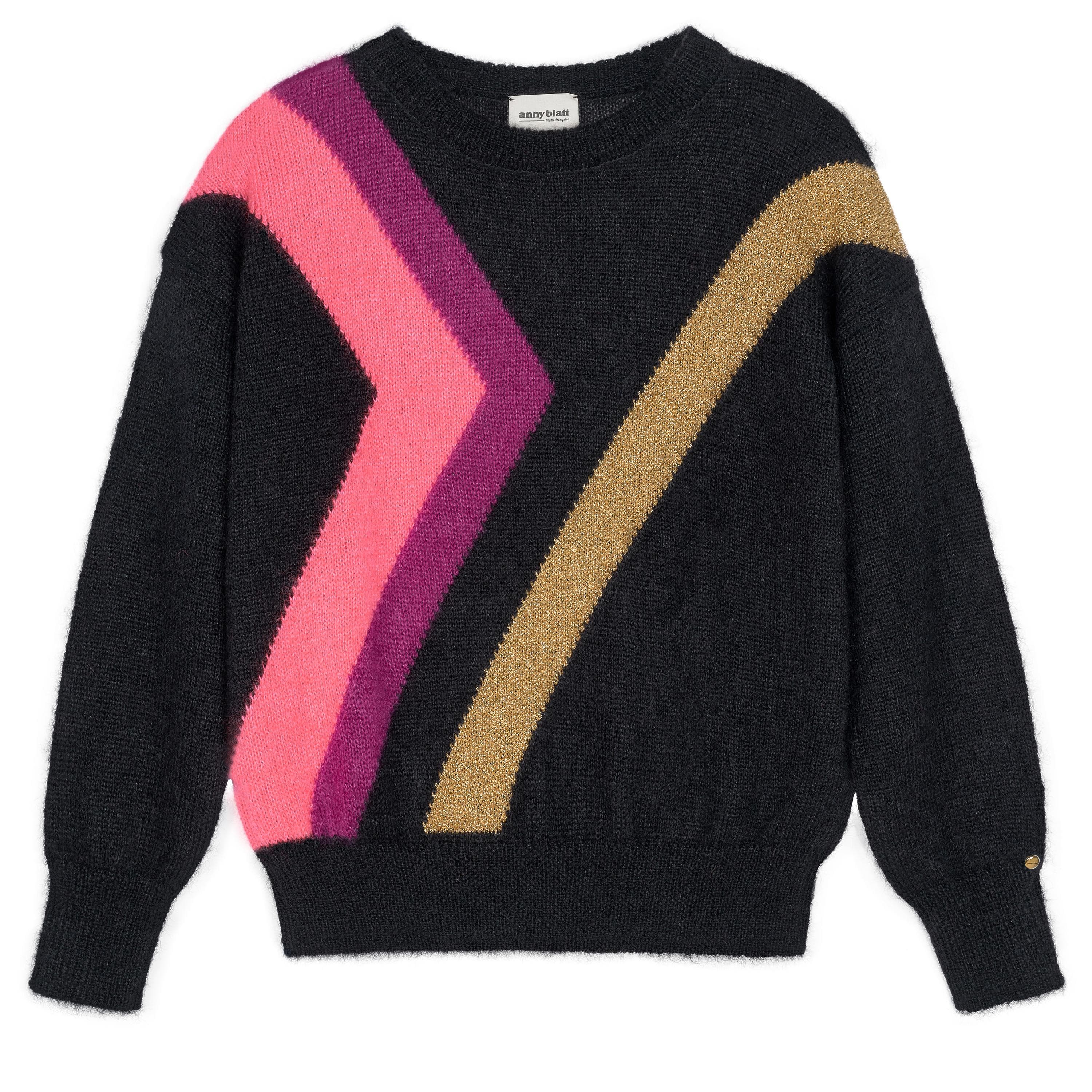 Annyblatt Ines maglione donna taglia S nero neon mohair