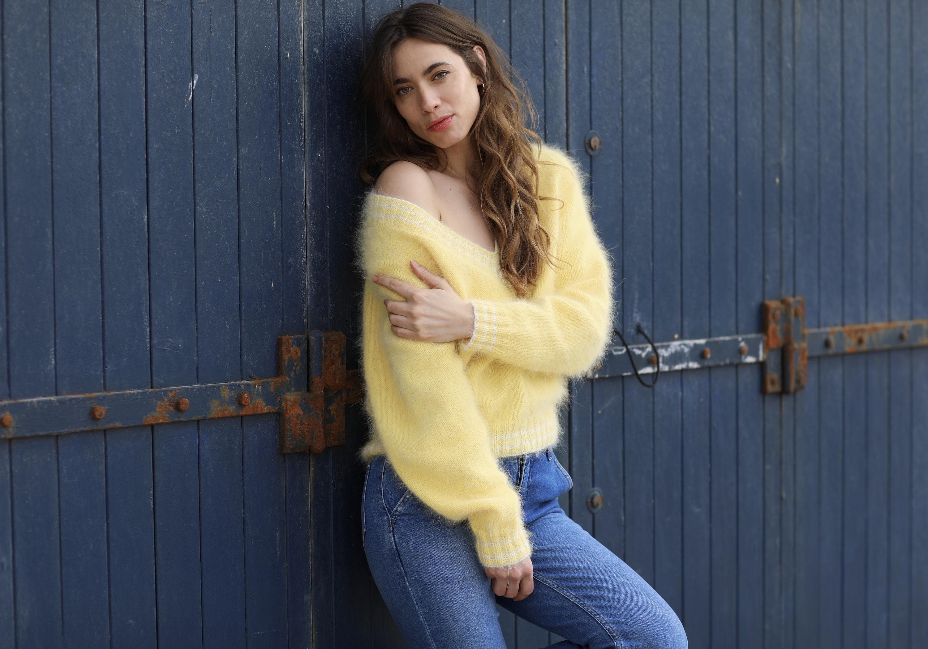 Anny Blatt Vanessa pull donna scollo V gioia taglia S angora