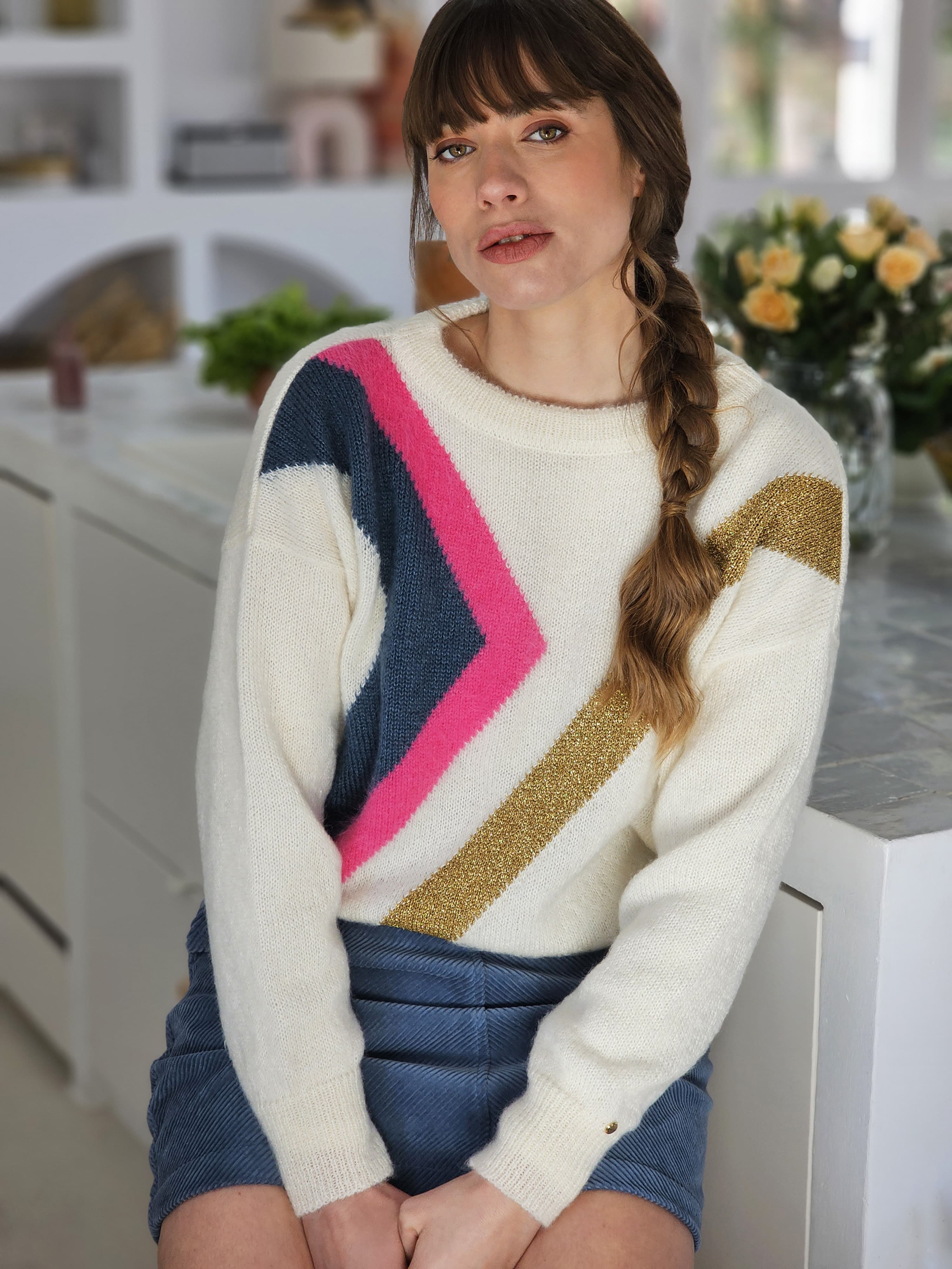 Anny Blatt Inès pullover mohair baltique oro