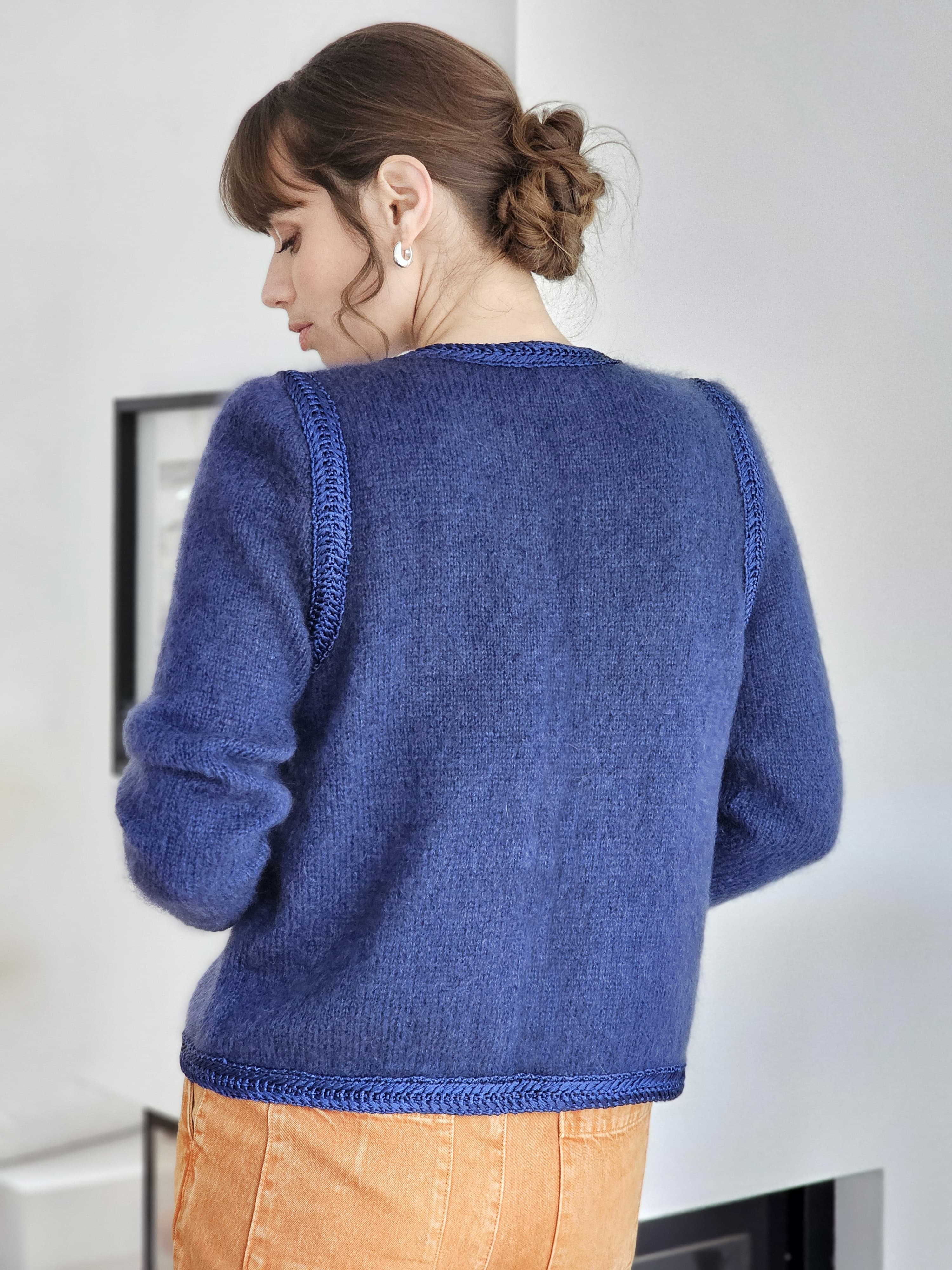 Anny Blatt Nita kit giacca mohair marine tinta unita