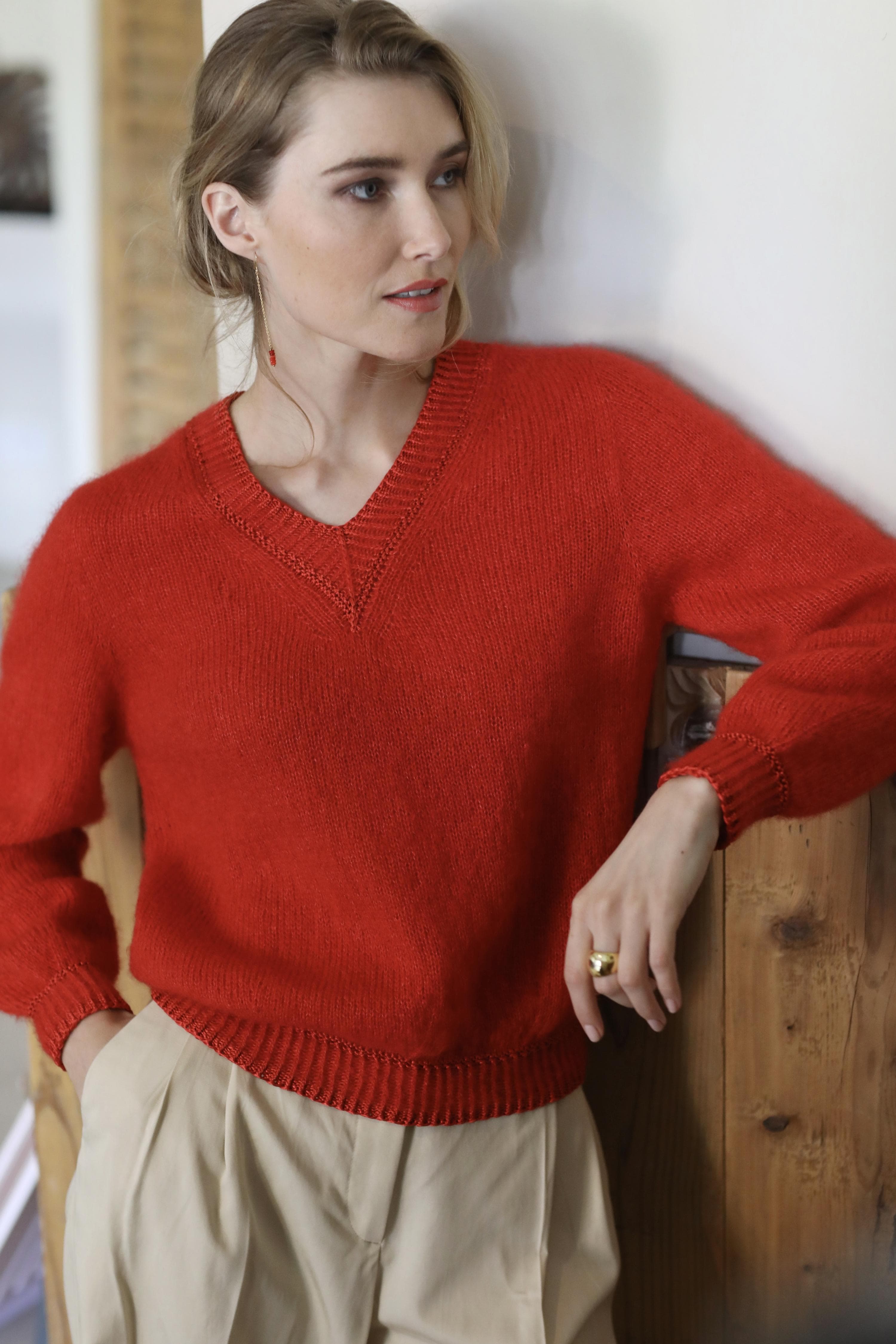 Annyblatt Albane pull donna scollo V mohair