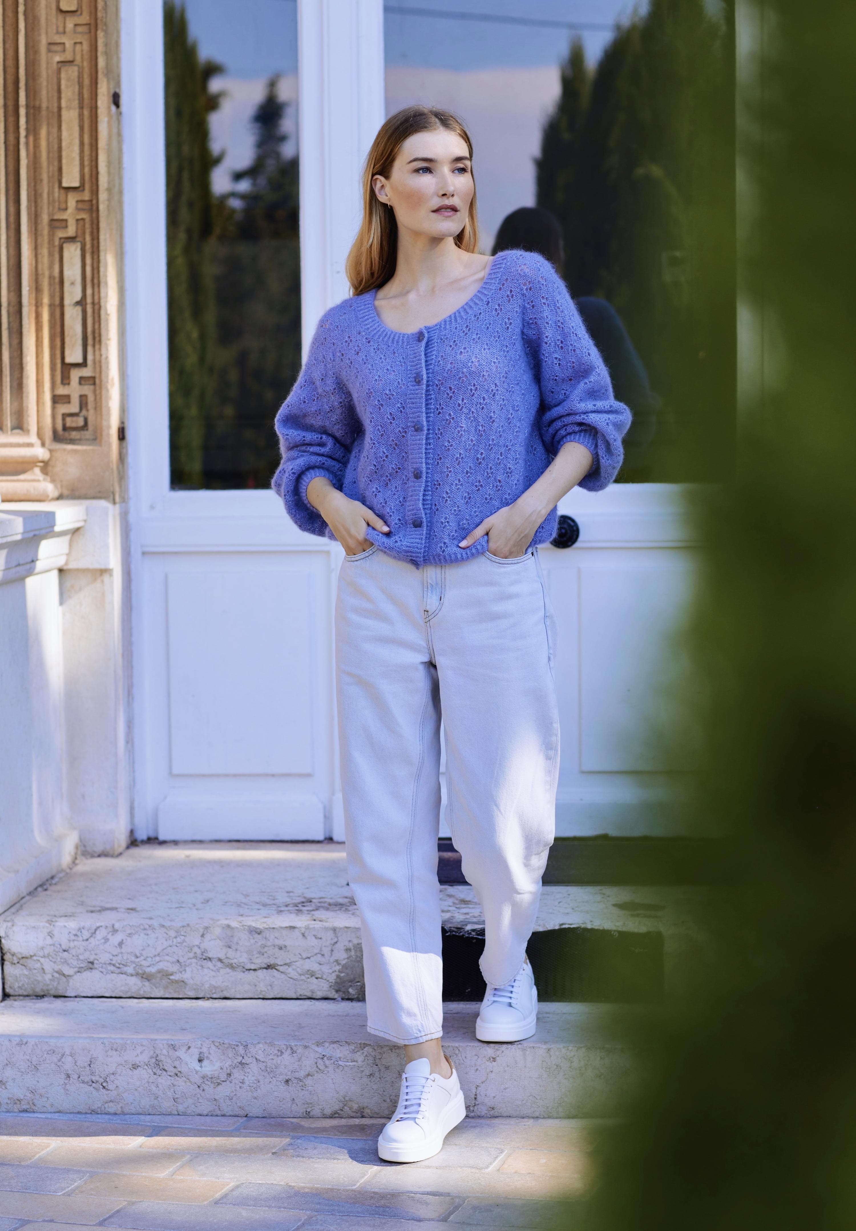 Annyblatt Shelby gilet donna traforato mohair