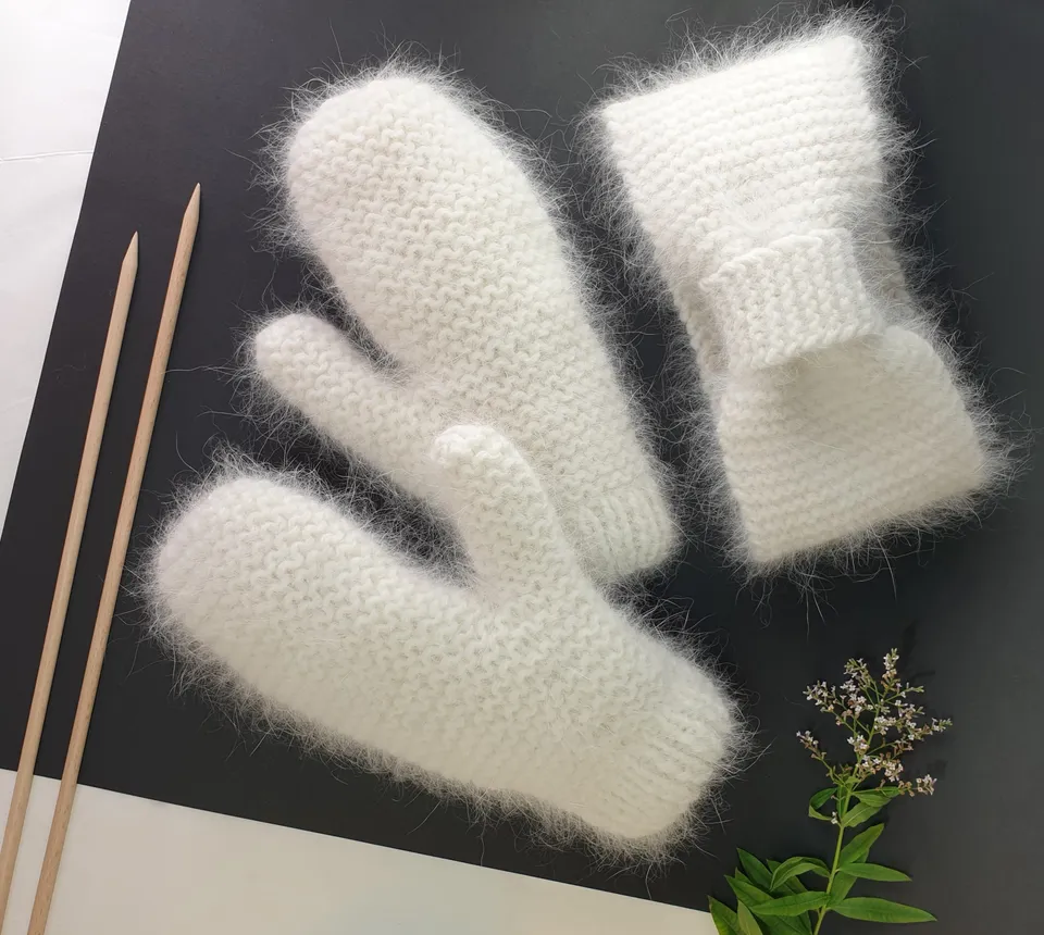 Annyblatt Angora Douceur Megève kit fascia e moffole naturale