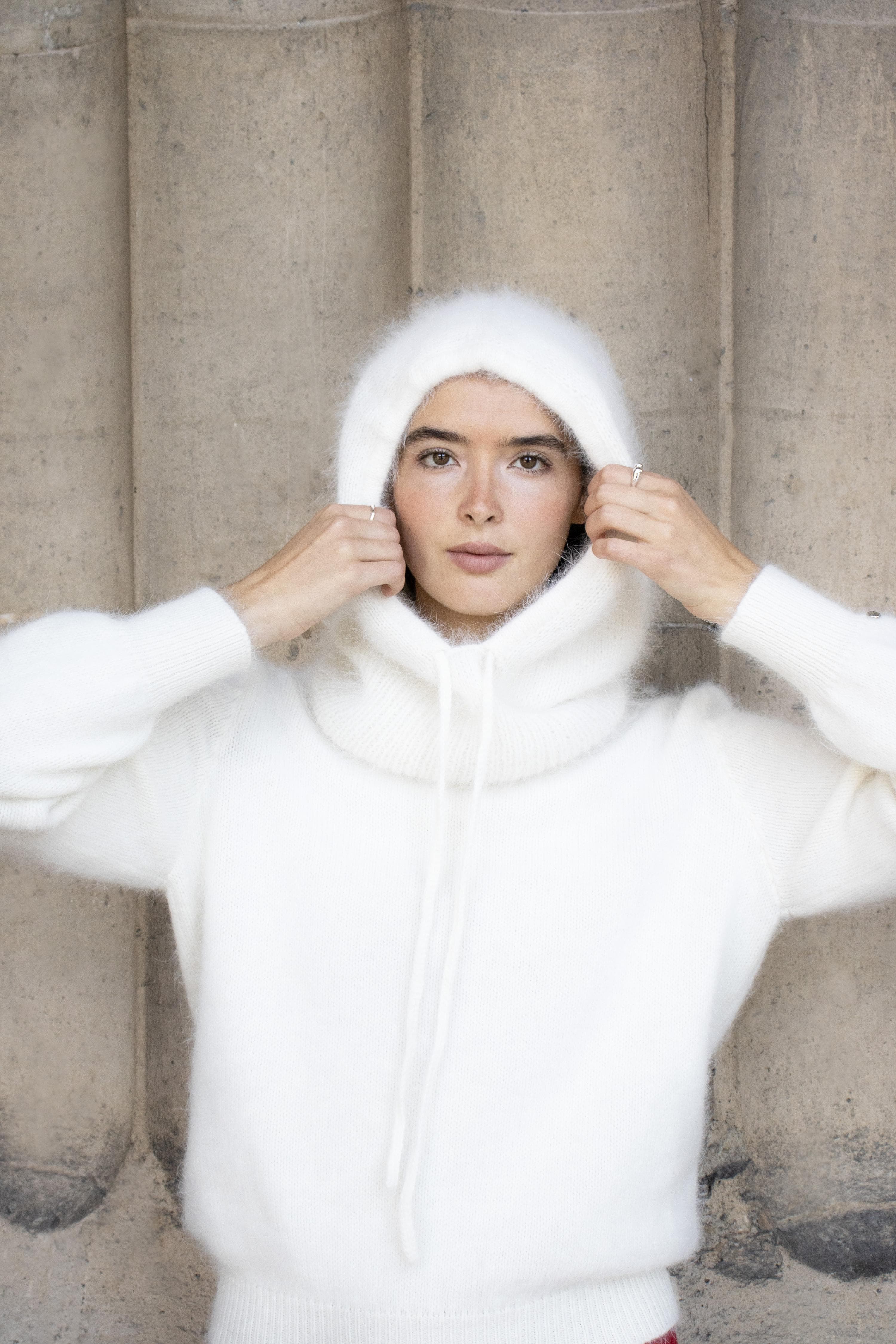 Anny Blatt Karina kit maglia passamontagna angora naturale