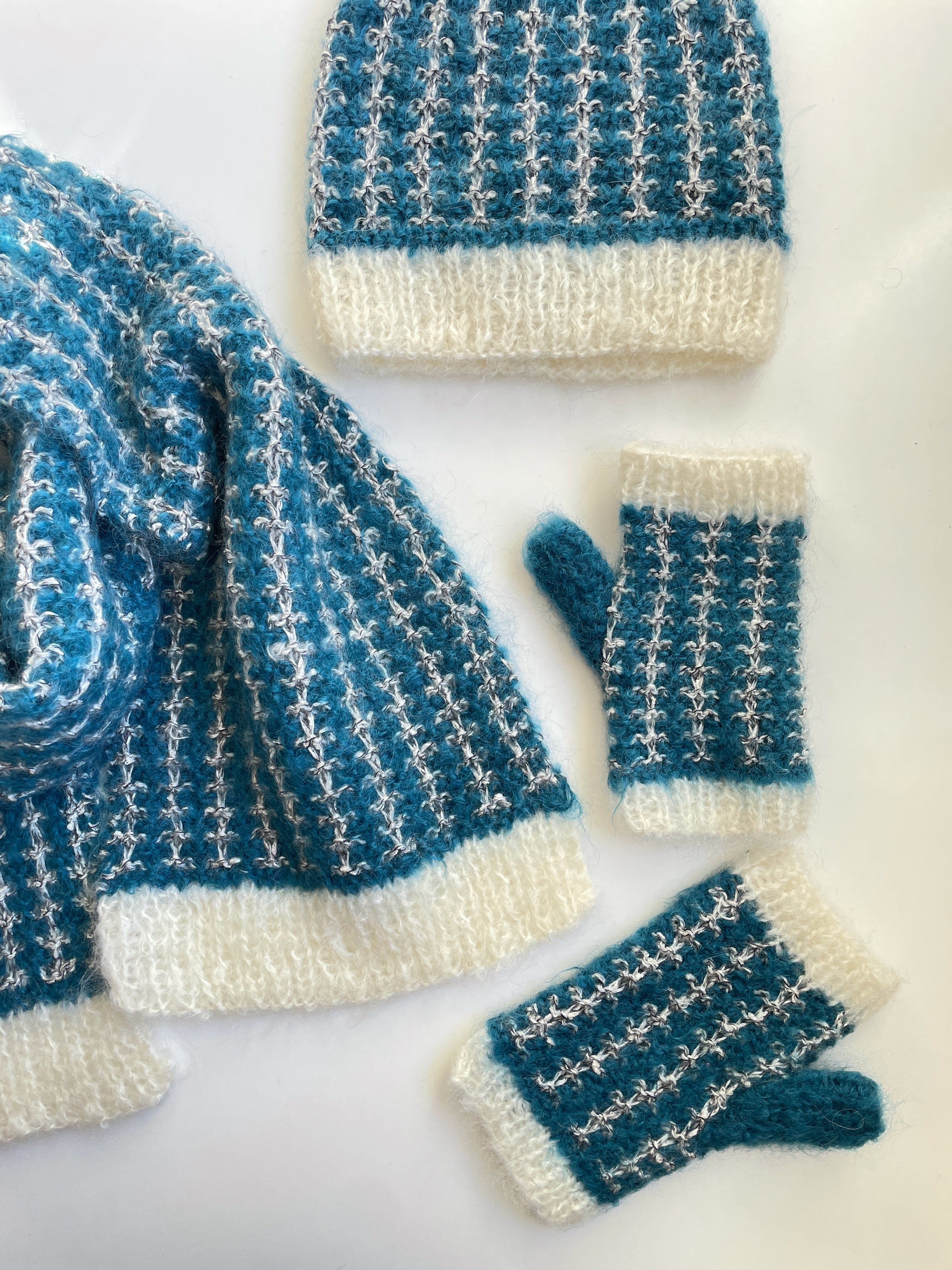 Anny Blatt Chamonix kit sciarpa berretto guanti pacifico mohair