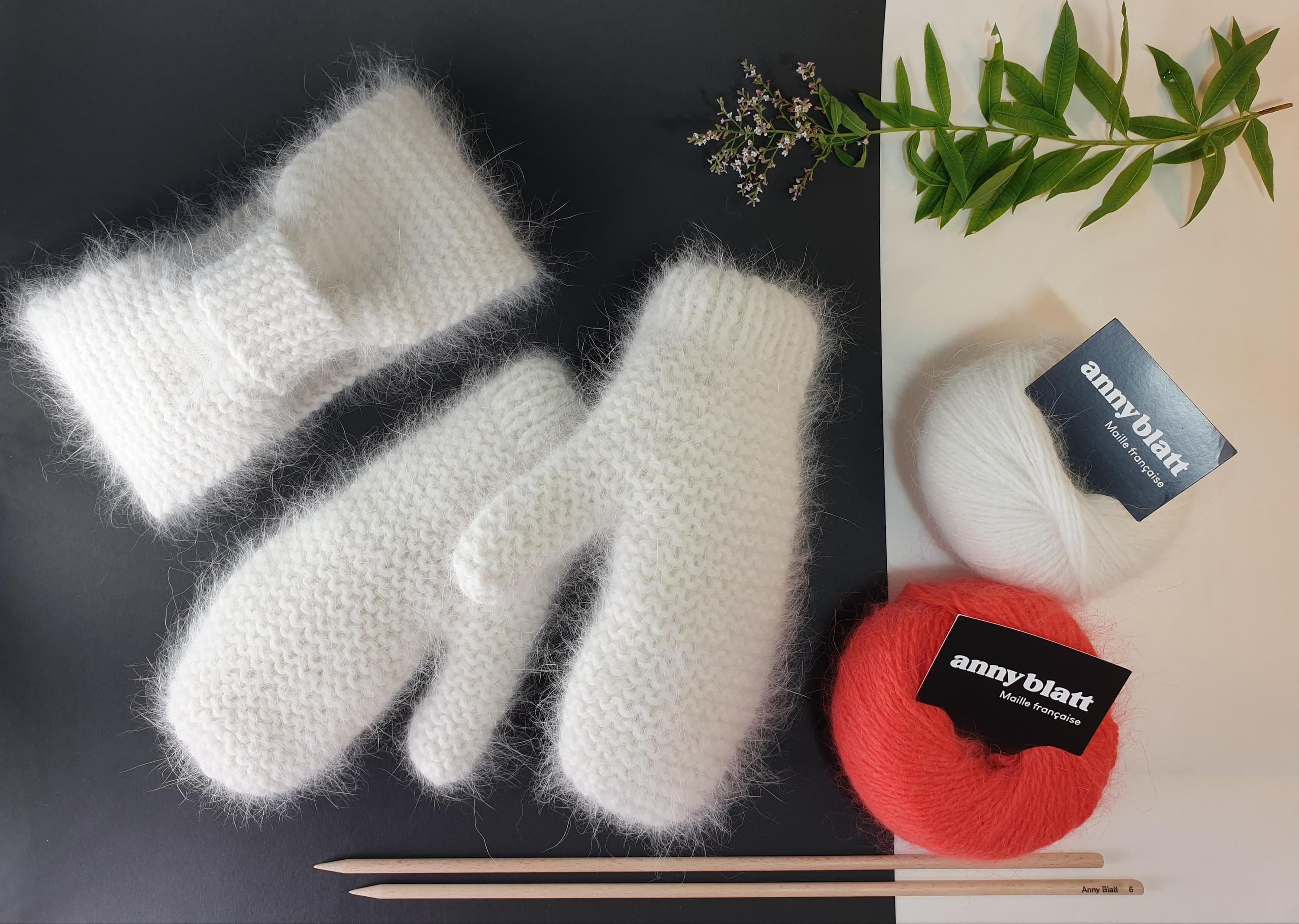 Annyblatt Angora Douceur Megève kit fascia e moffole naturale