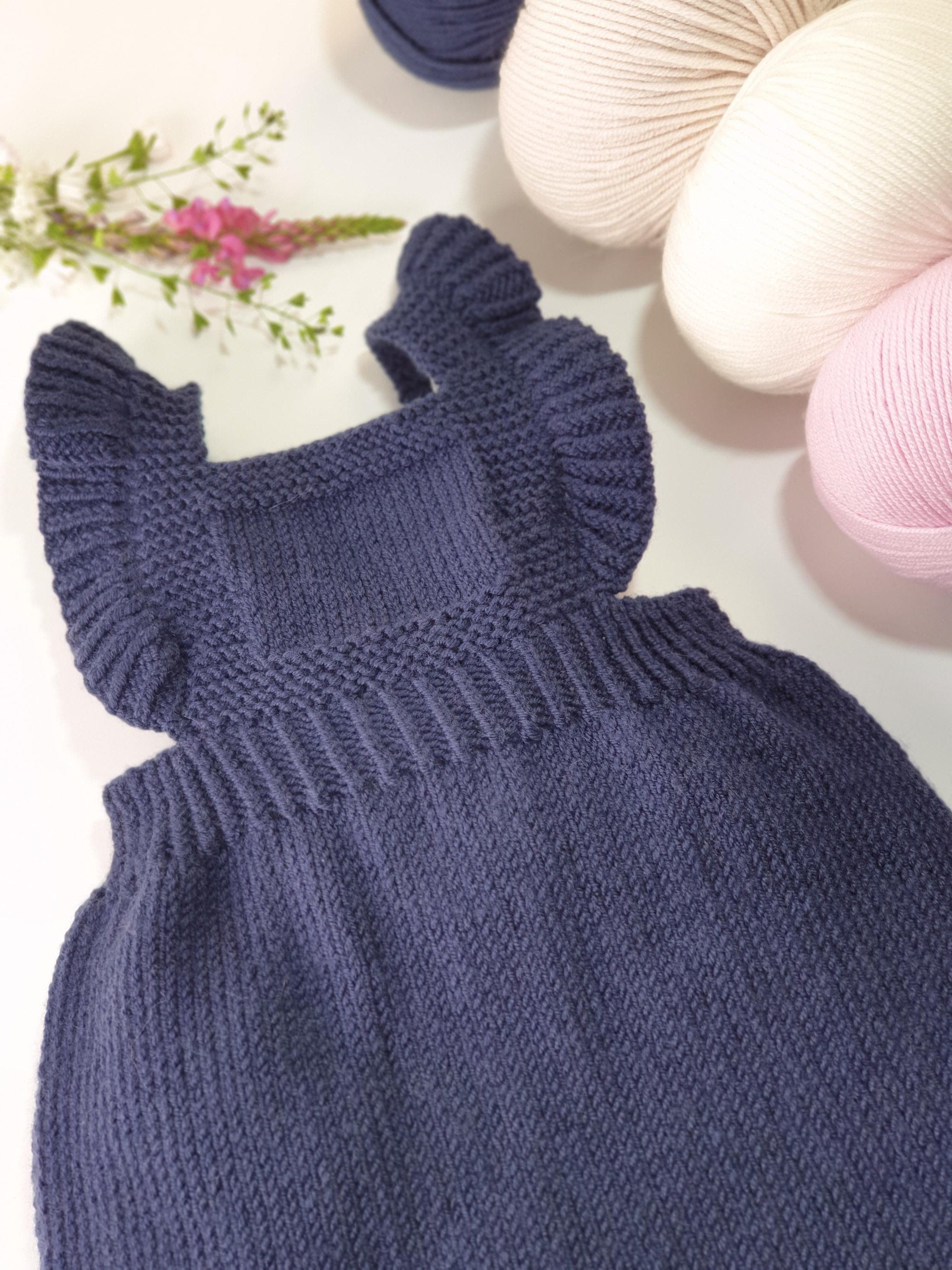 Annyblatt Hiba vestito neonata kit maglia marino 1