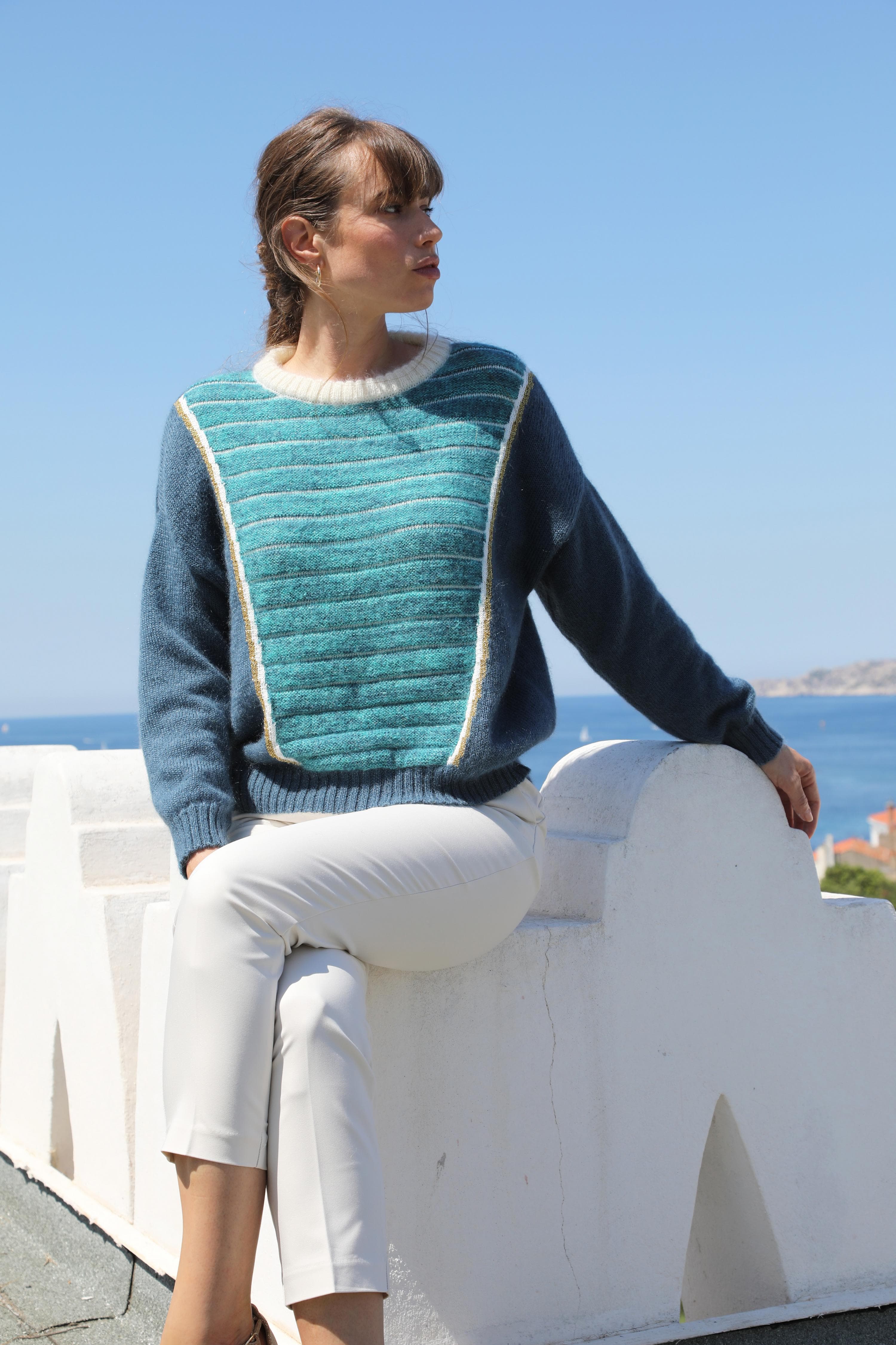 Anny Blatt Petra maglione mohair seta fatto Francia
