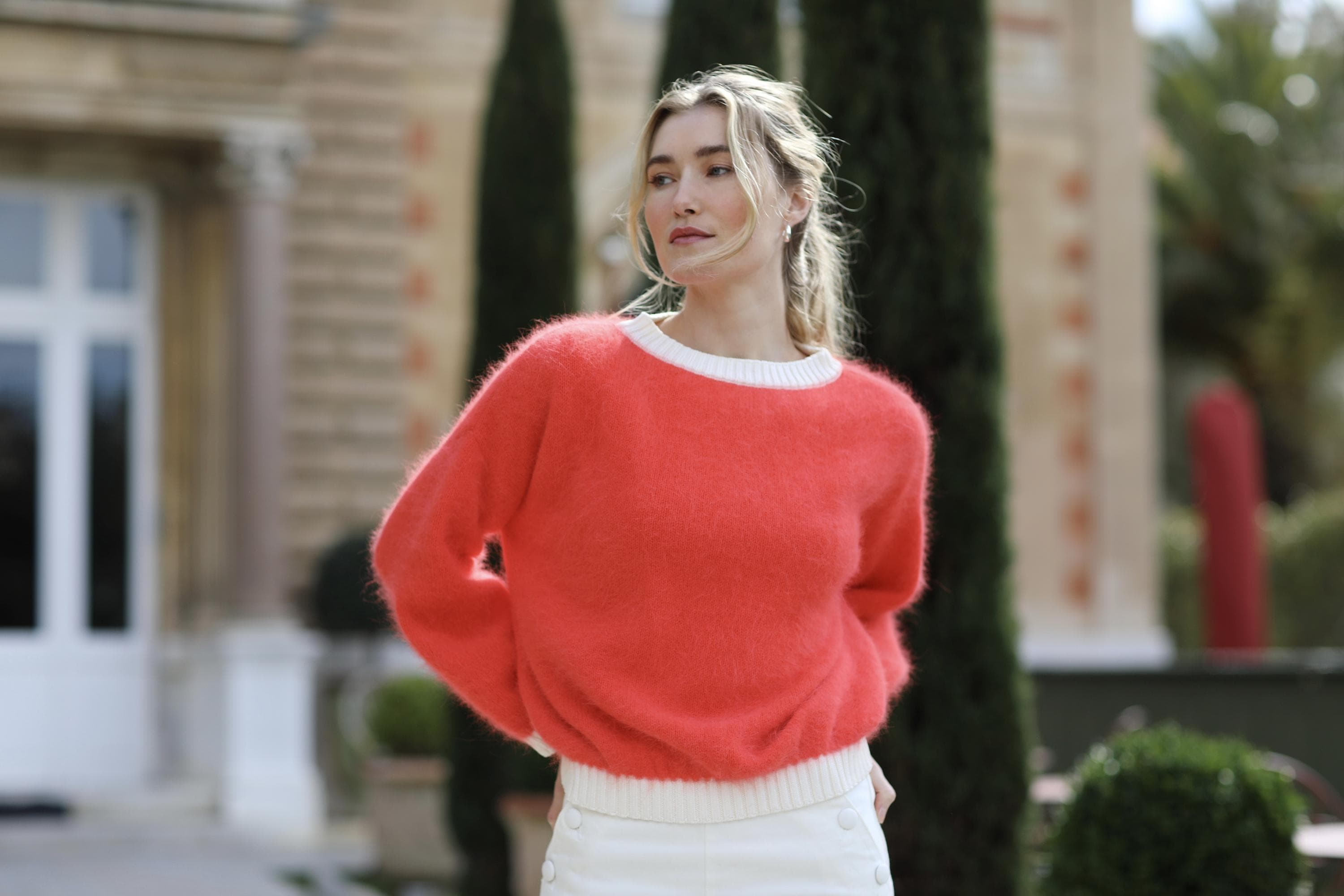 Anny Blatt Mila maglione angora donna corallo Capucine