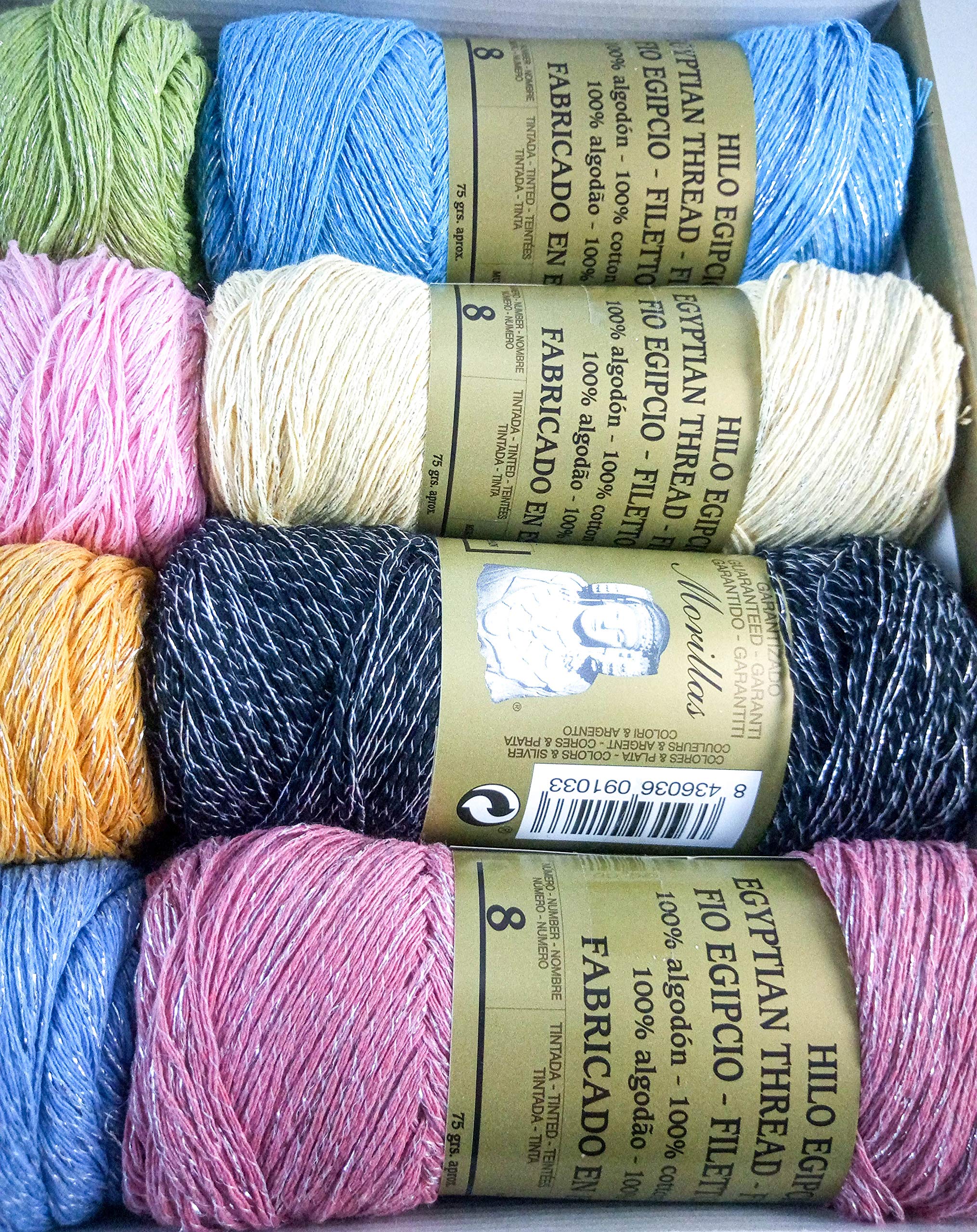 Morillas Zepelines Bombilla filato cotone 8 colori argento x16