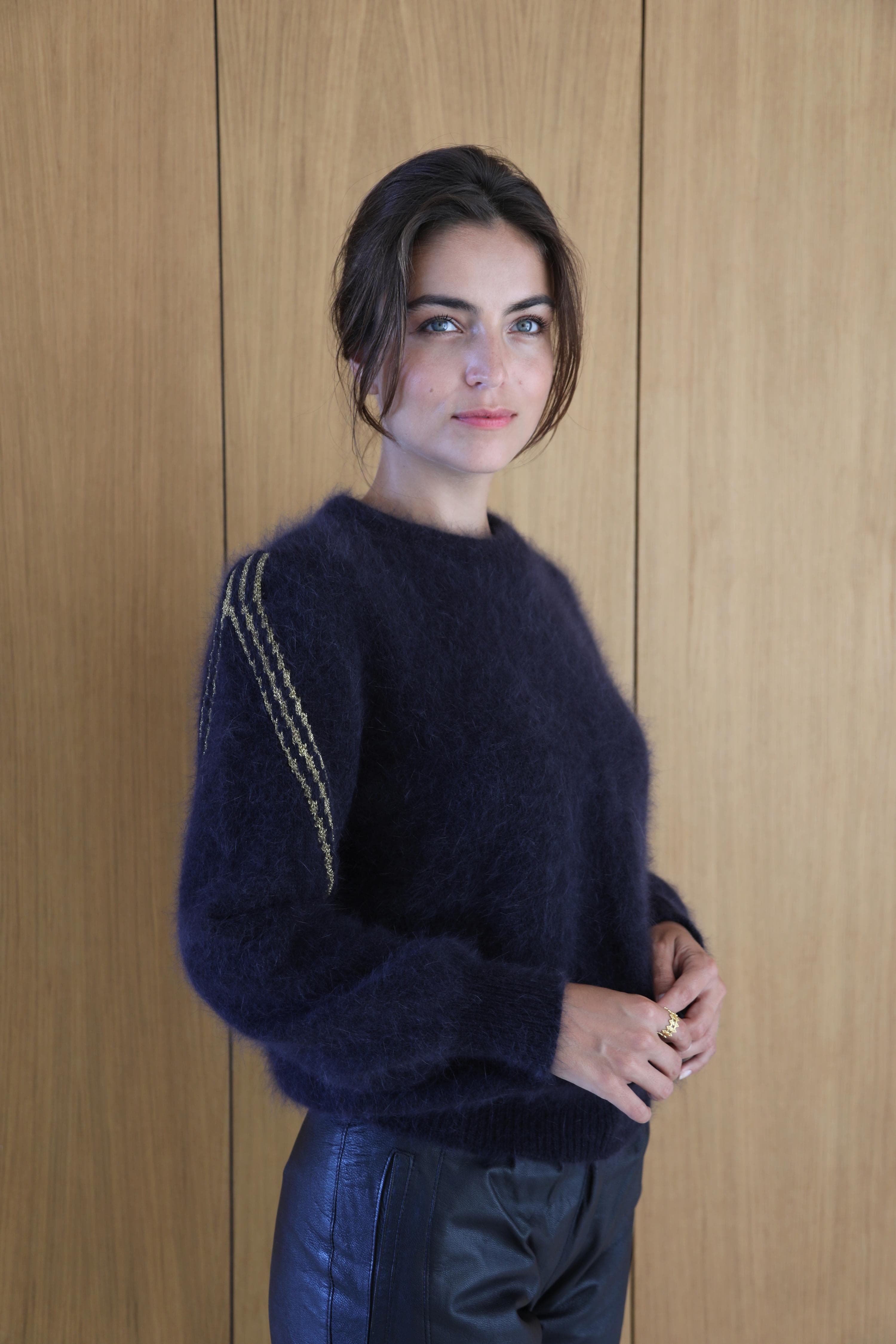Anny Blatt Mona kit maglia pull angora nero oro