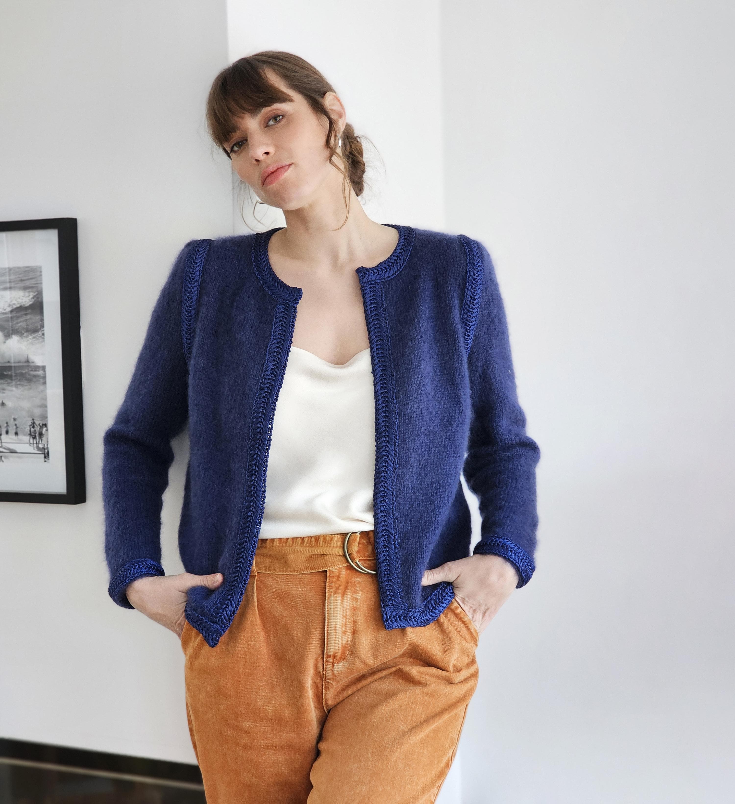 Anny Blatt Nita kit giacca mohair marine tinta unita