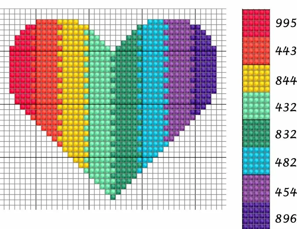 Appleton Rainbow Heart kit ricamo arazzo cuore multicolore