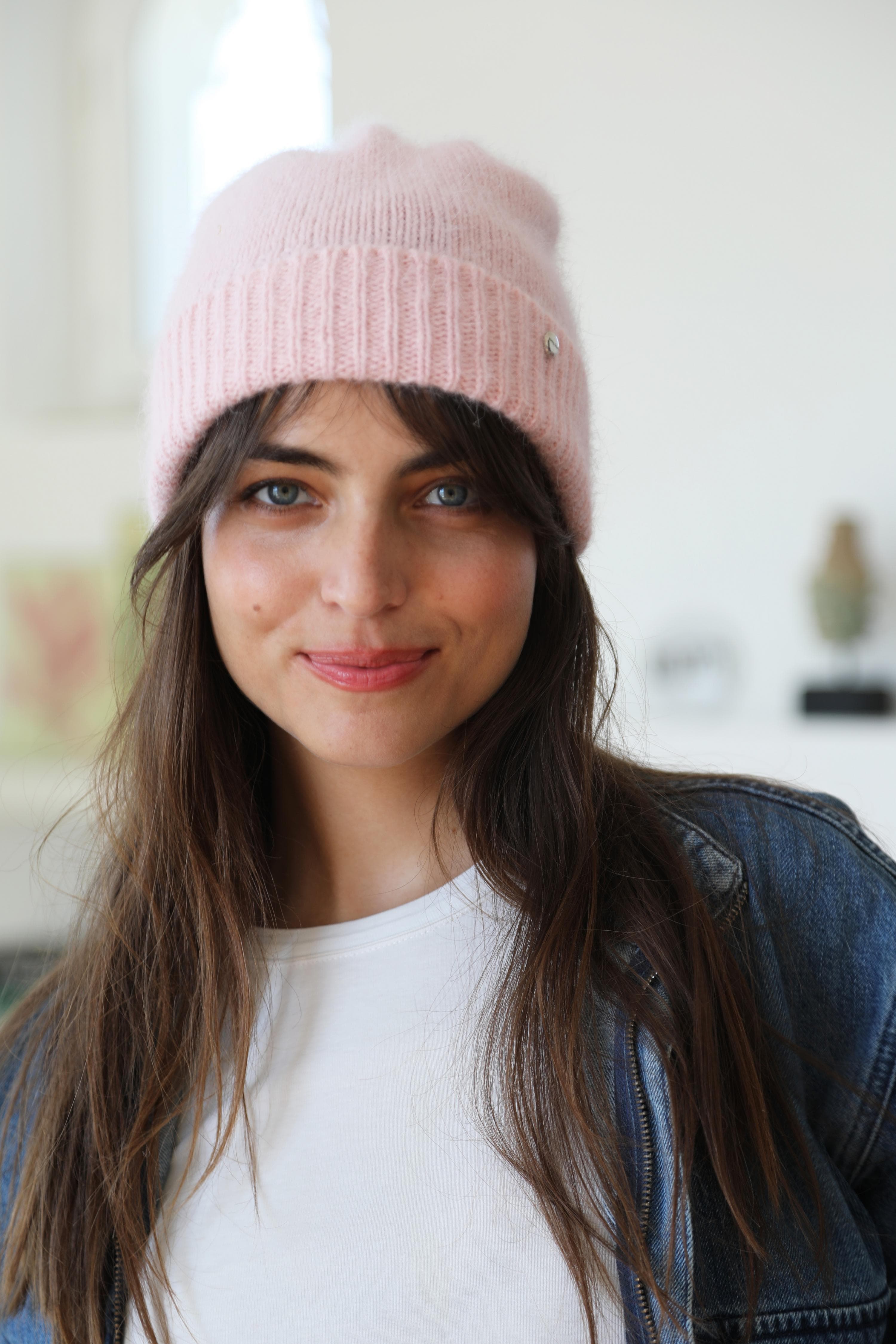 Anny Blatt Bonnet kit maglia cipria 100% angora