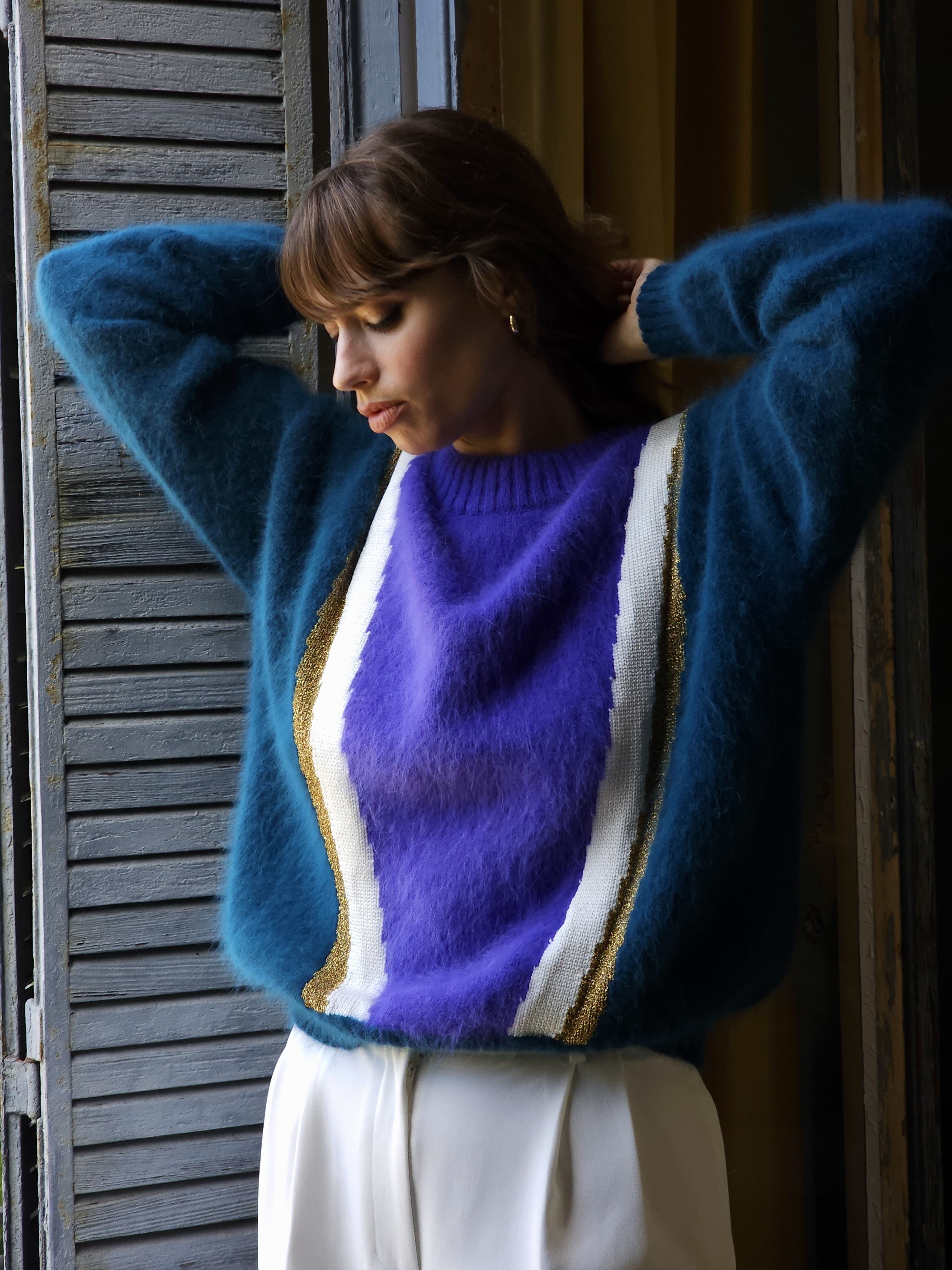Annyblatt Serena pullover angora Glicine e Dubai