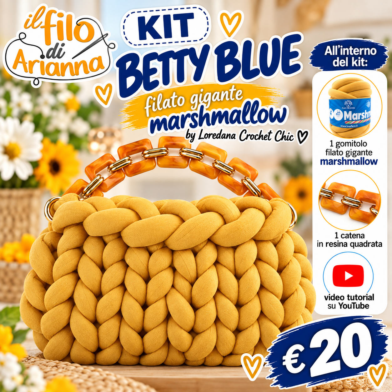 Crochet Chic Betty Blue kit borsa marshmallow bluette