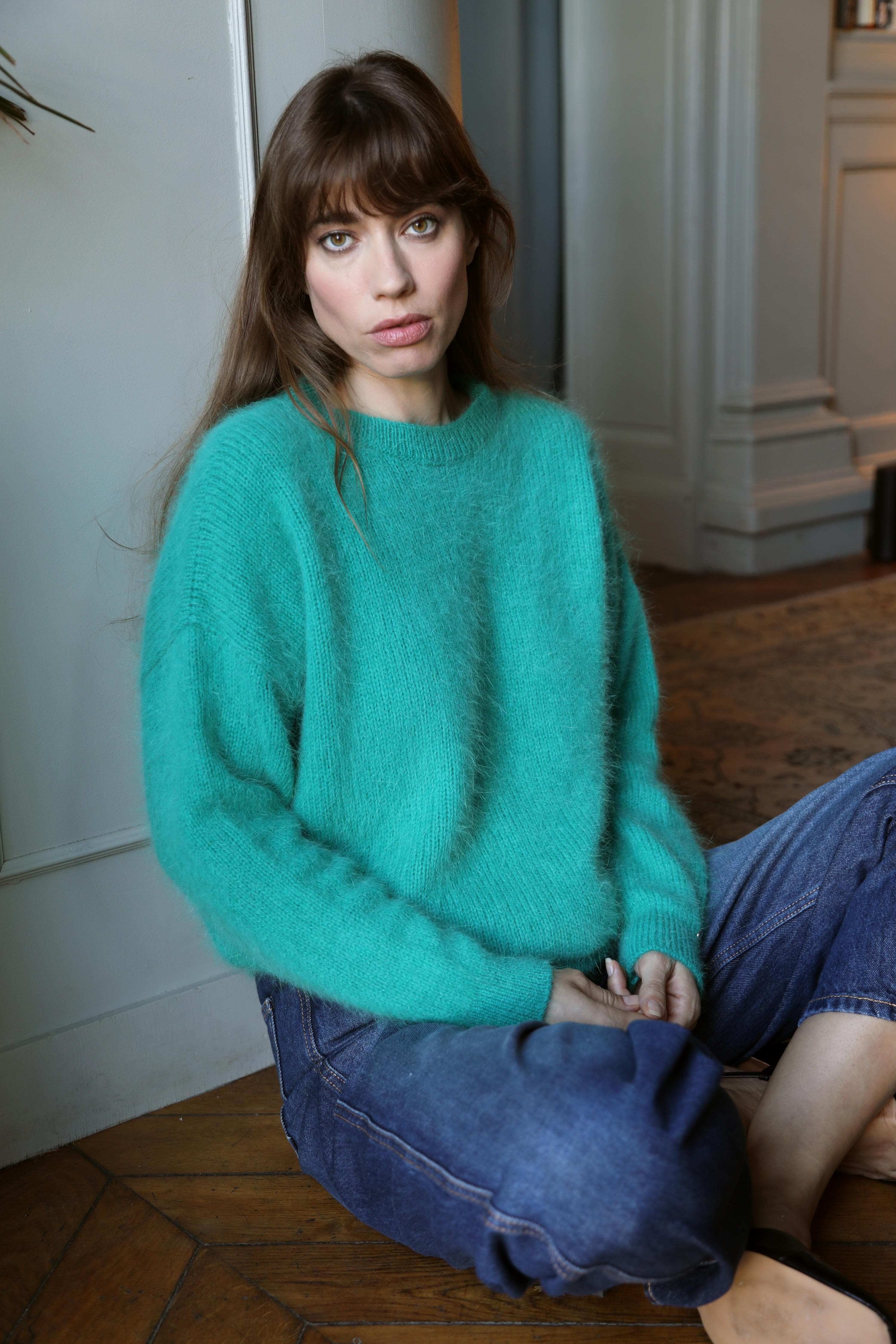 Anny Blatt Pipa maglione angora menta pelo leggero