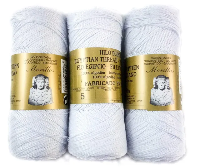Morillas Zepelines Ne 5/2 cotone perlato bianco blu 3 gomitoli