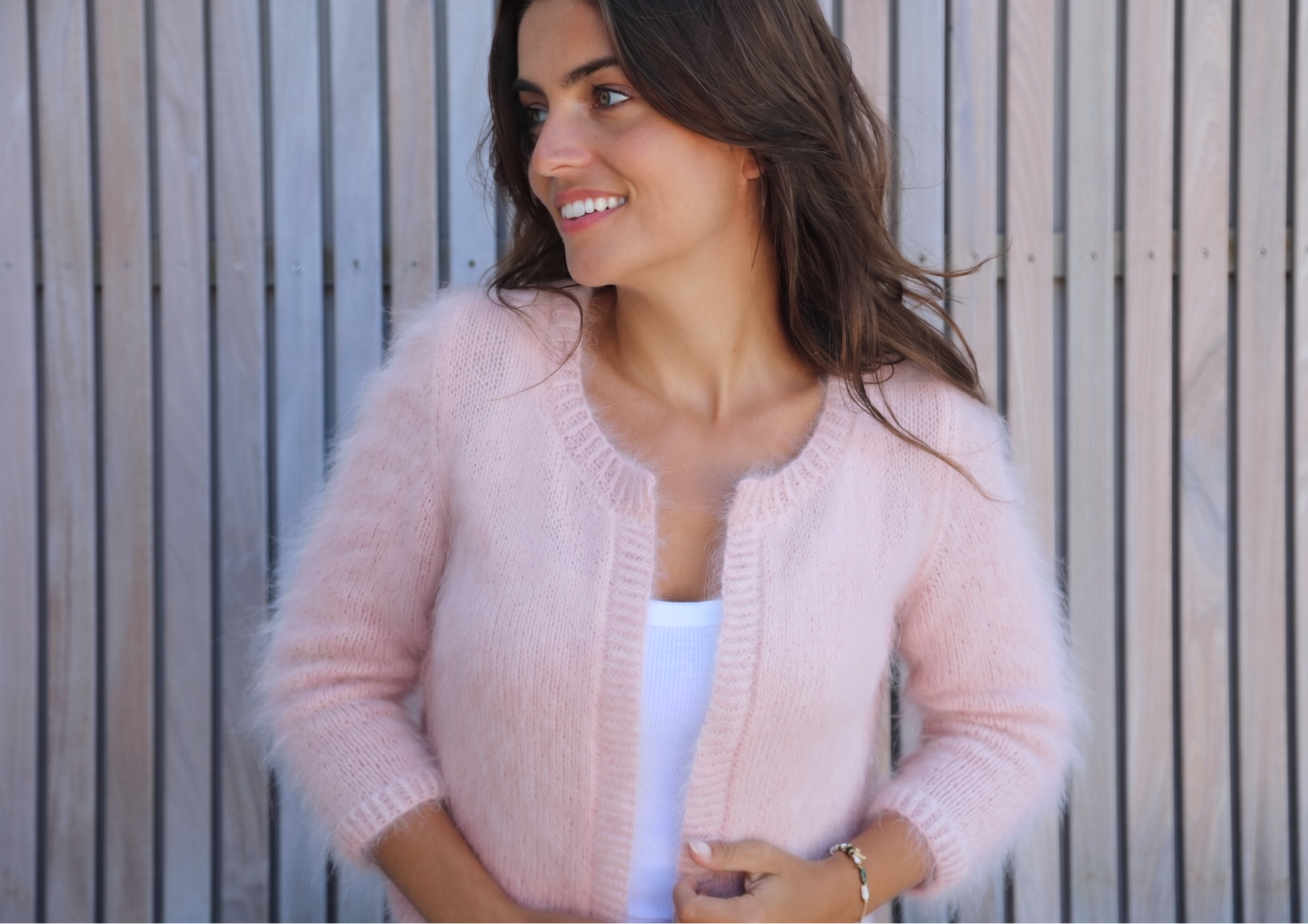 Annyblatt Odile cardigan kit maglia angora S naturale
