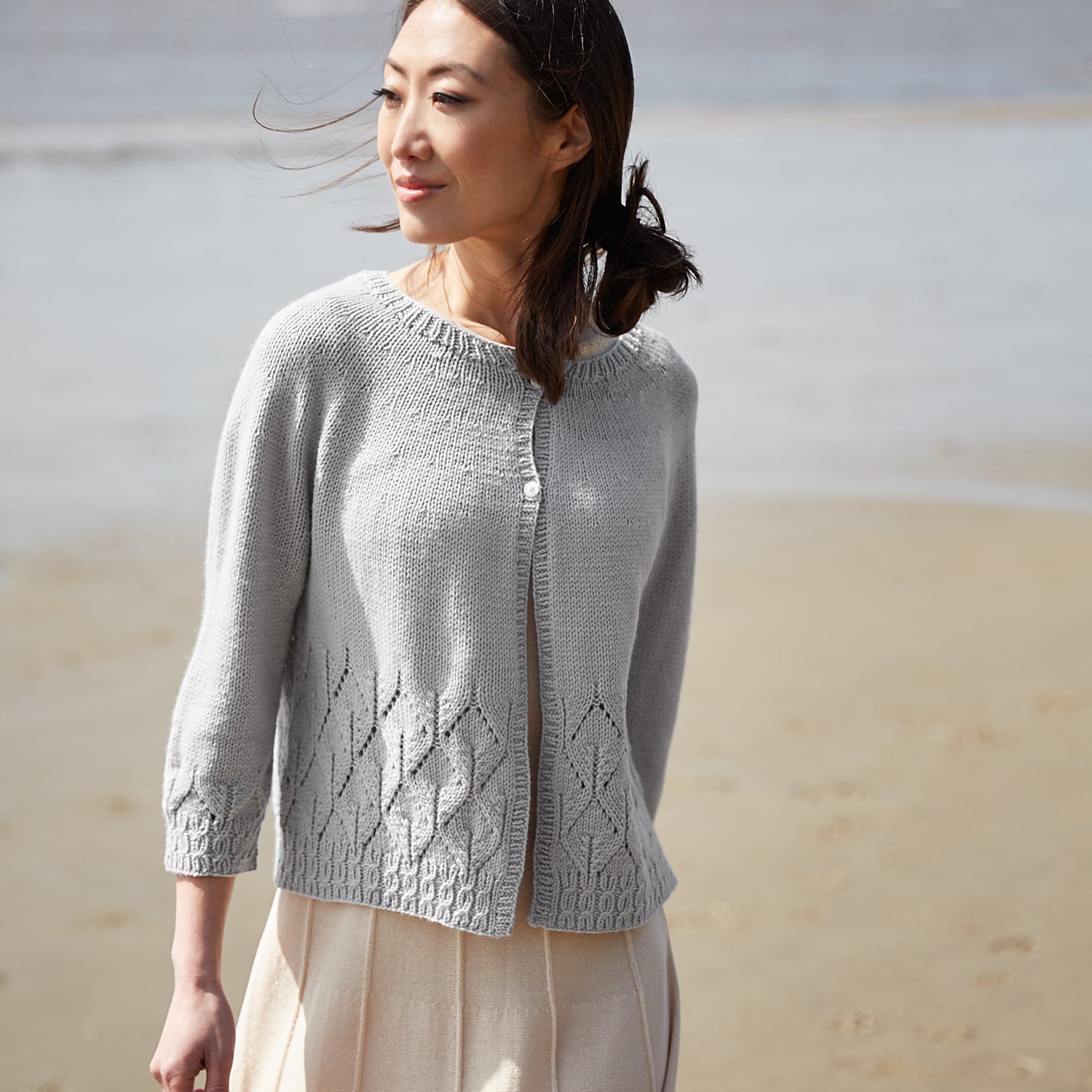 Rosy Green Wool Caresse Cardigan schema maglia donna
