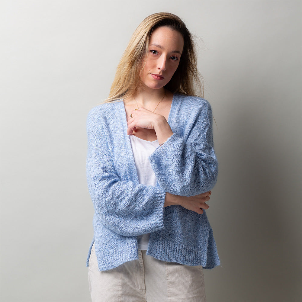 Pascuali Diamond Breeze schema maglia cardigan aperto mohair