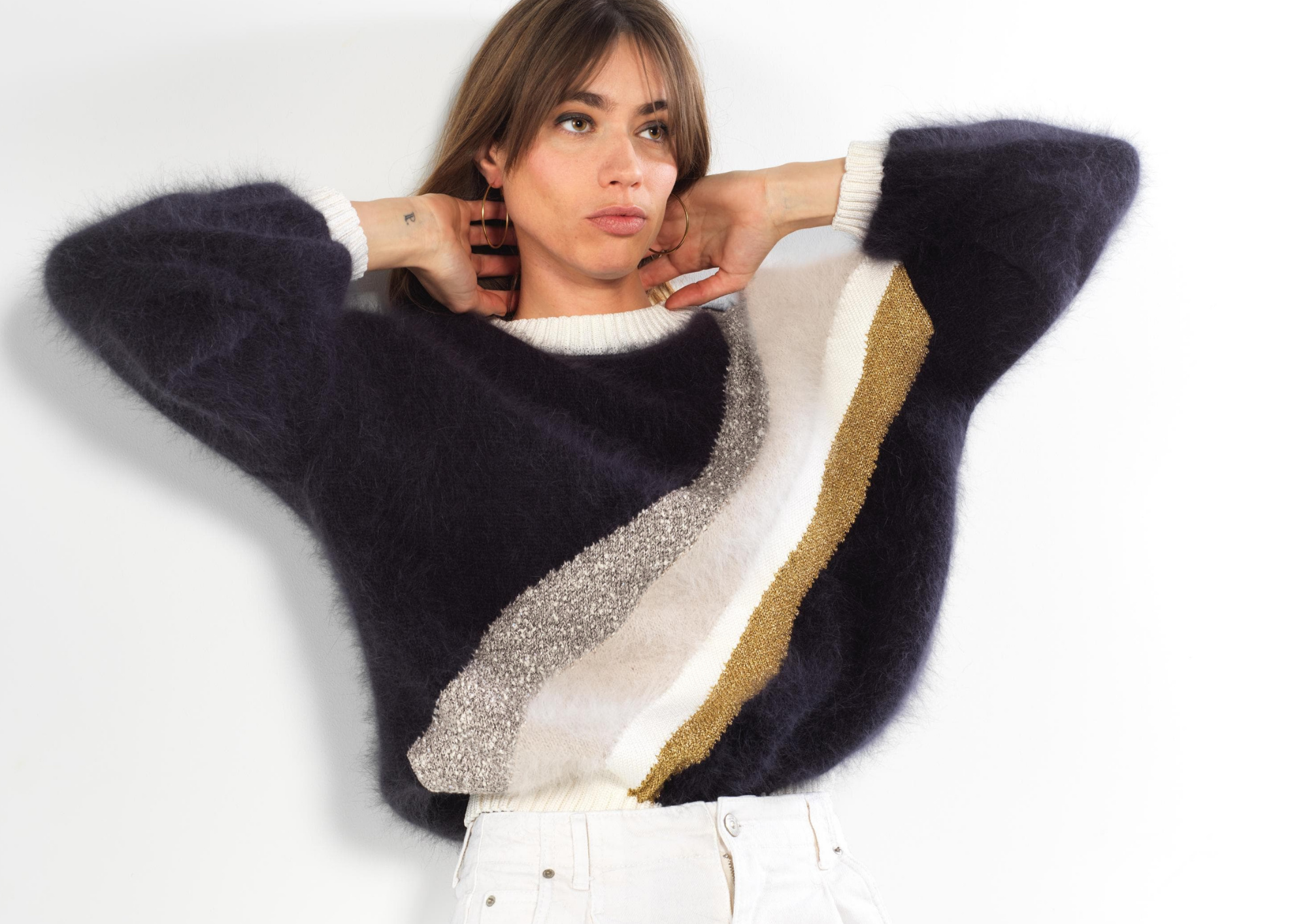 Annyblatt Gloria pullover donna angora nero glicine