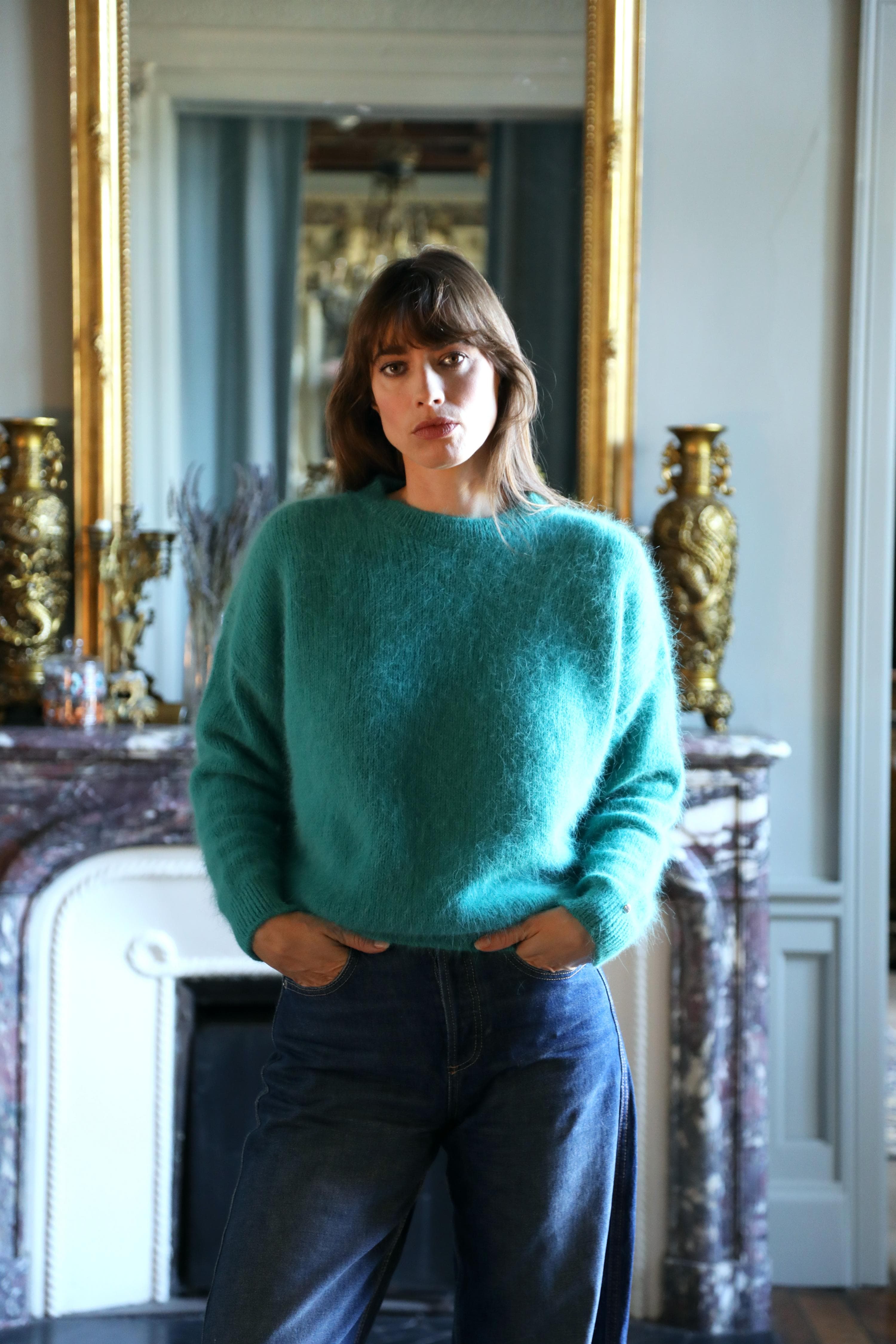 Anny Blatt Pipa maglione angora menta pelo leggero