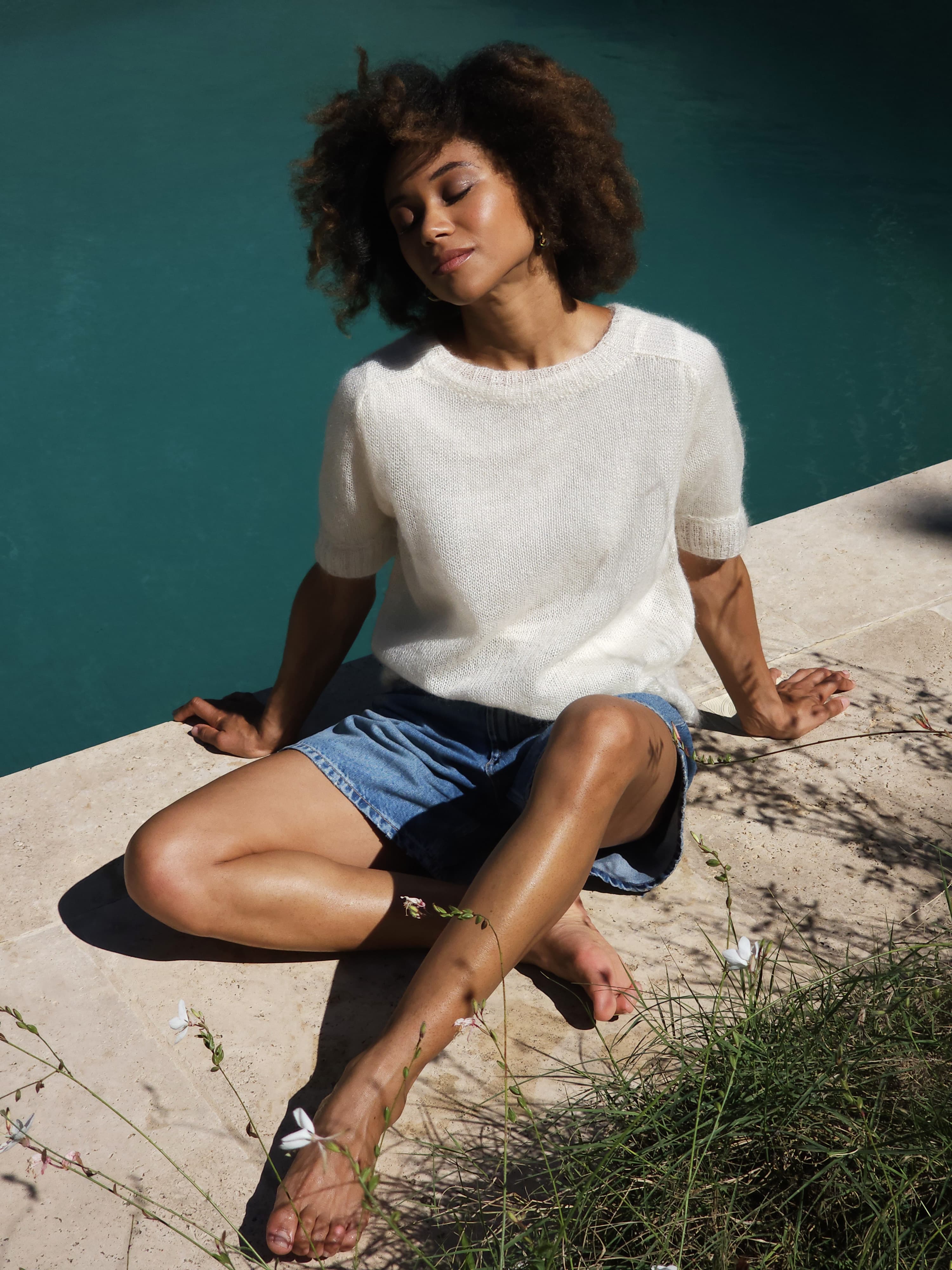 Anny Blatt Eugenie top kit maglia mohair taglia M naturale