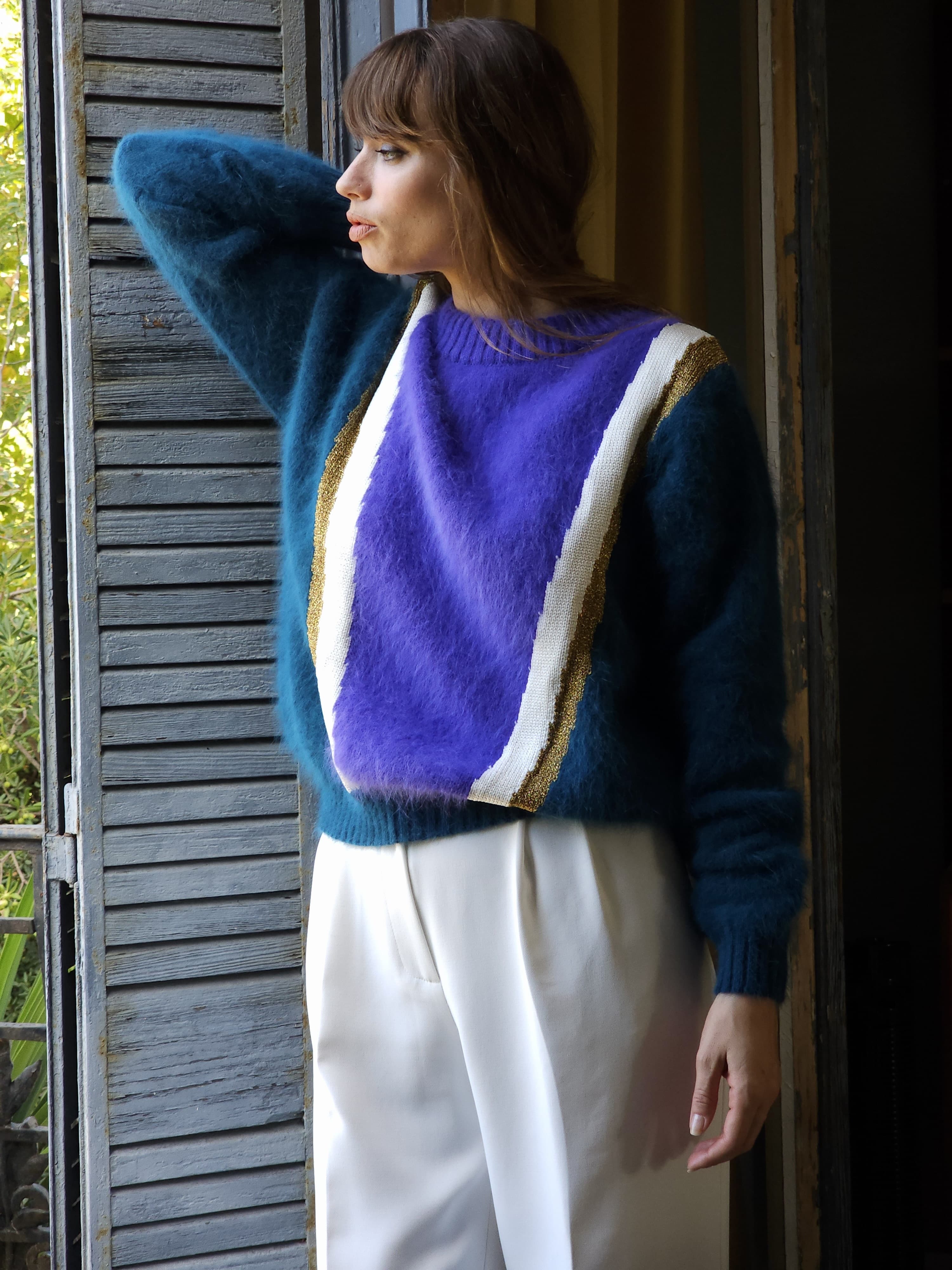 Annyblatt Serena pullover angora Glicine e Dubai
