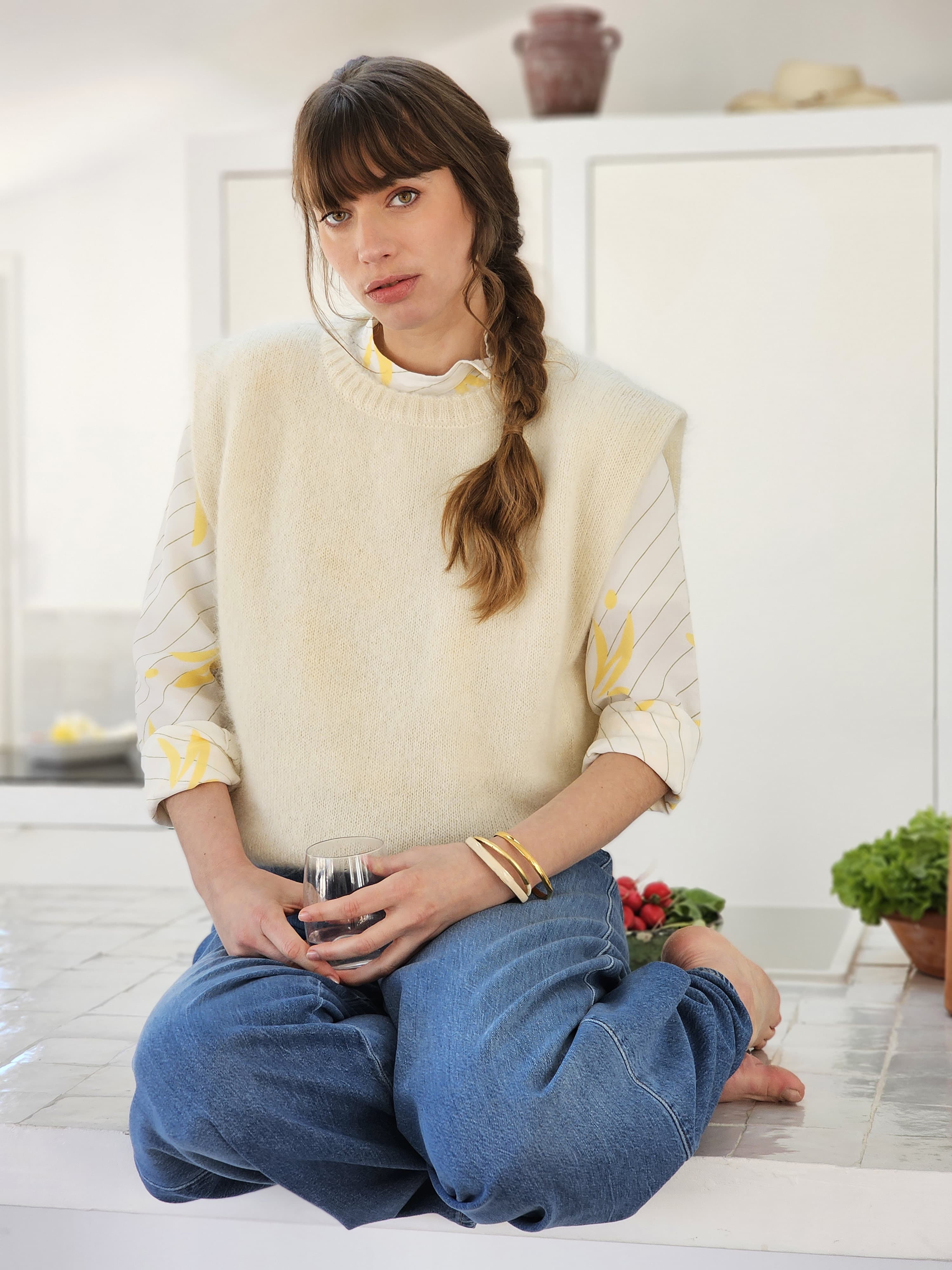 Anny Blatt Suzie pull kit maglia senza maniche mohair Naturel