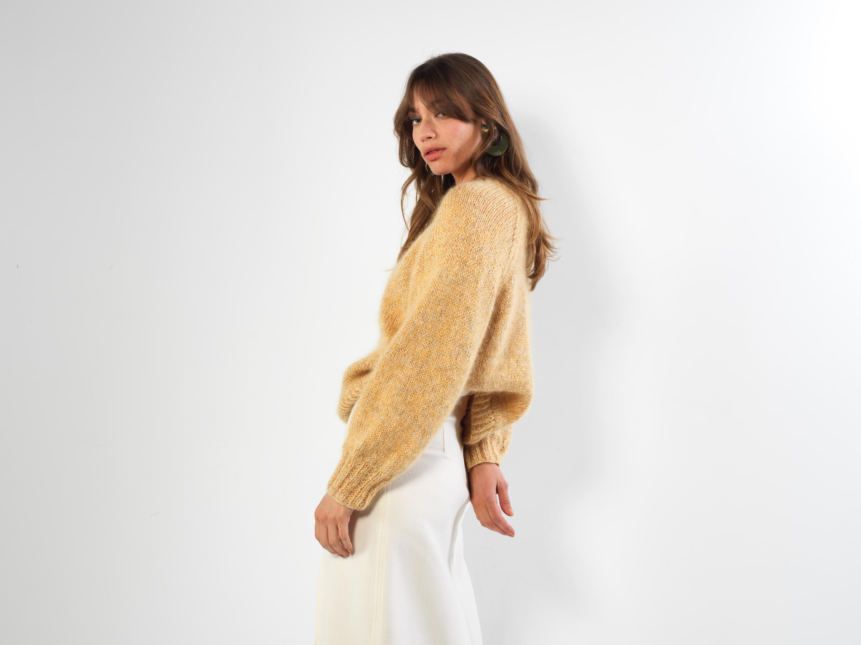Anny Blatt Shery kit maglia pull mohair ambra