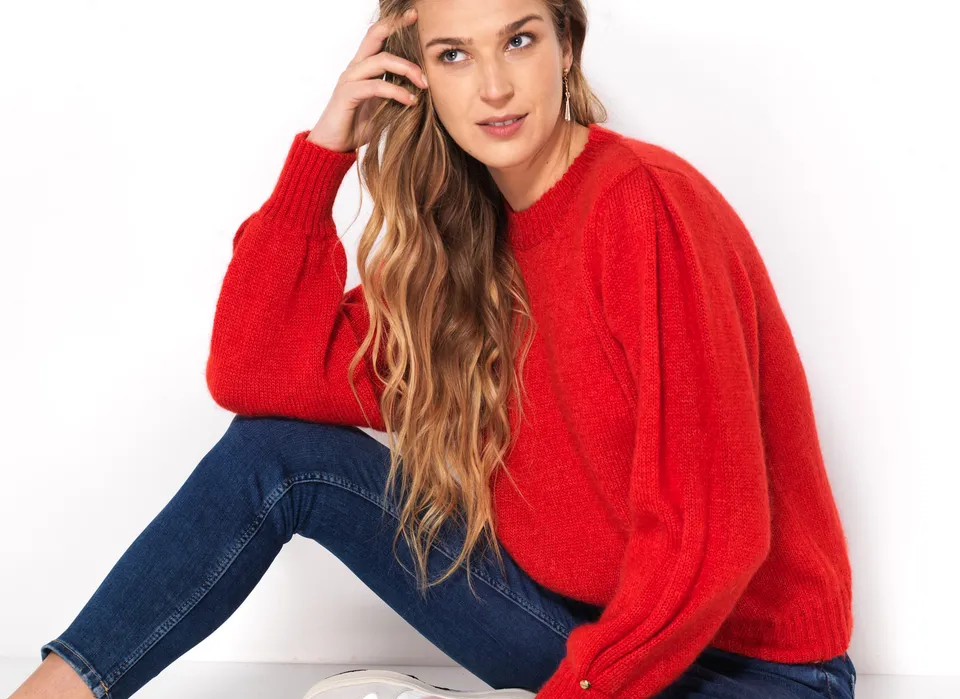 Anny Blatt Alix maglione mohair rosso baiser 72% mohair