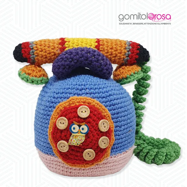 Gomitolorosa Telefono Multicolore manufatto uncinetto lana