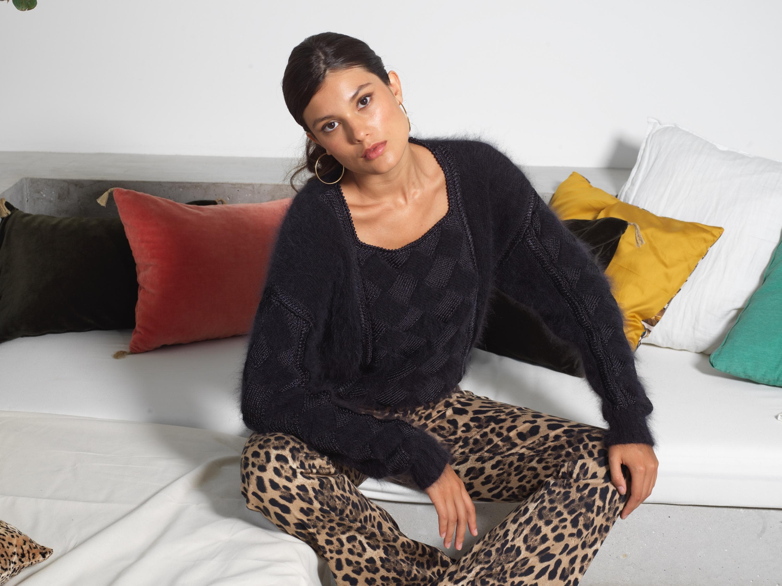 Annyblatt Angora Douceur Linda kit maglia S nero angora