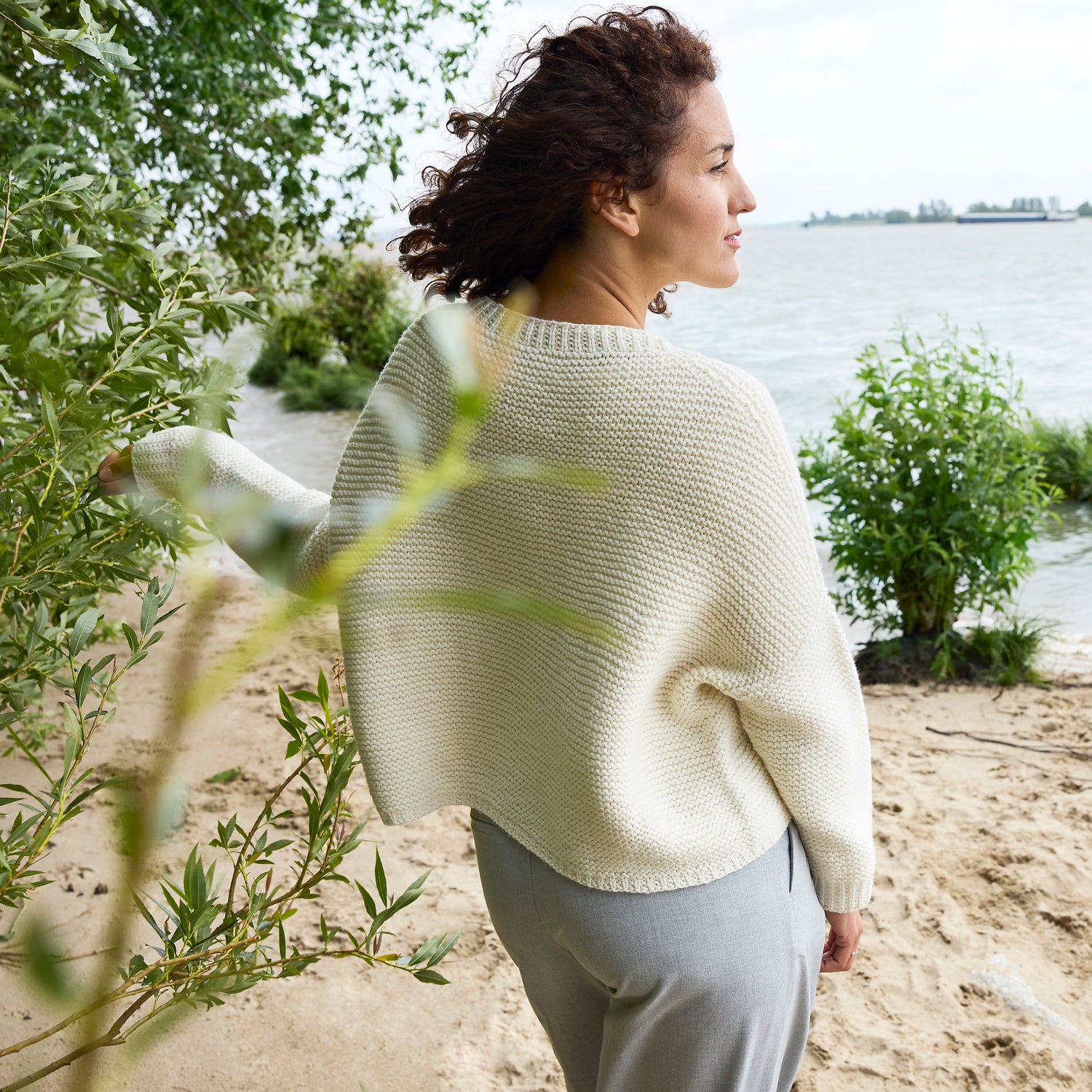 Rosy Green Wool Juhla schema maglione a trecce