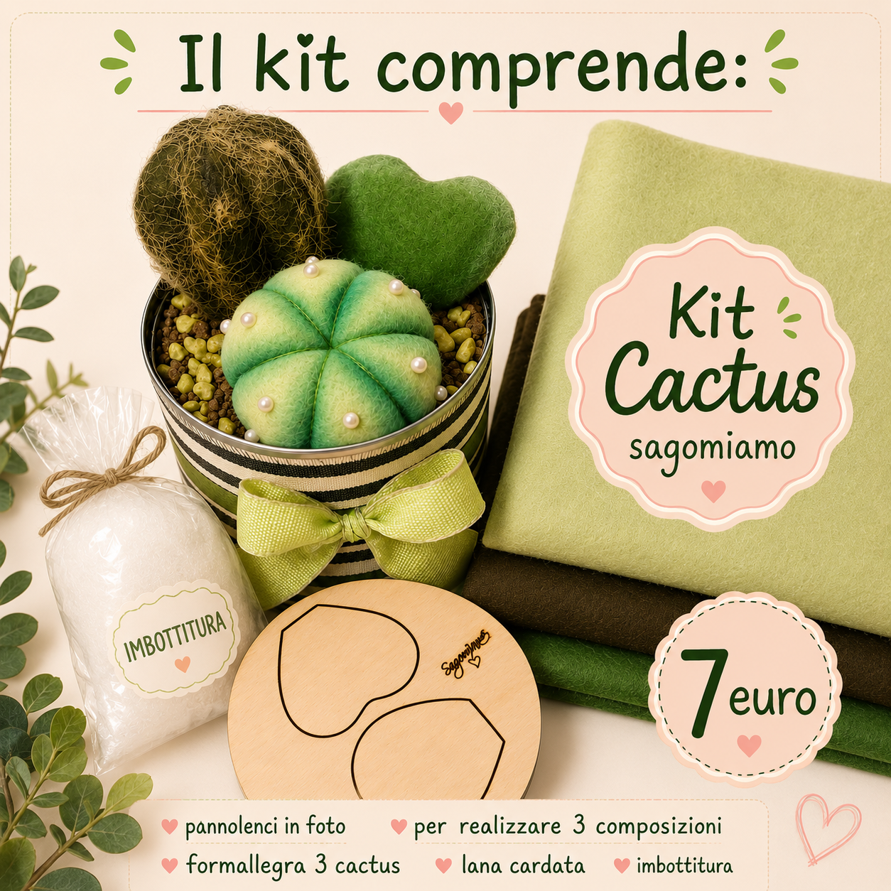 Il Filo di Arianna Sagomiamo Cactus kit sagome legno