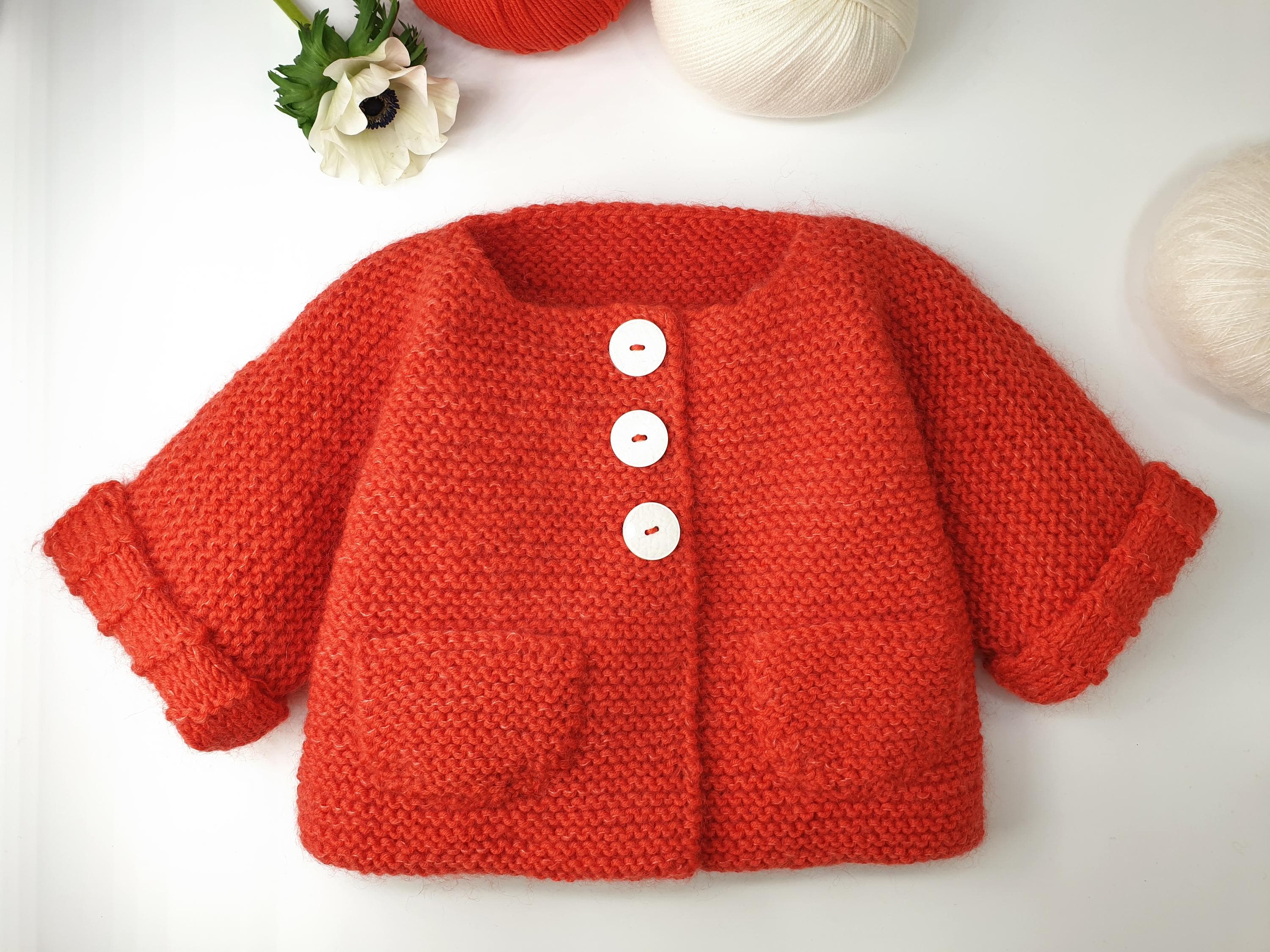 Annyblatt Pin cappottino neonato modello maglia merinos
