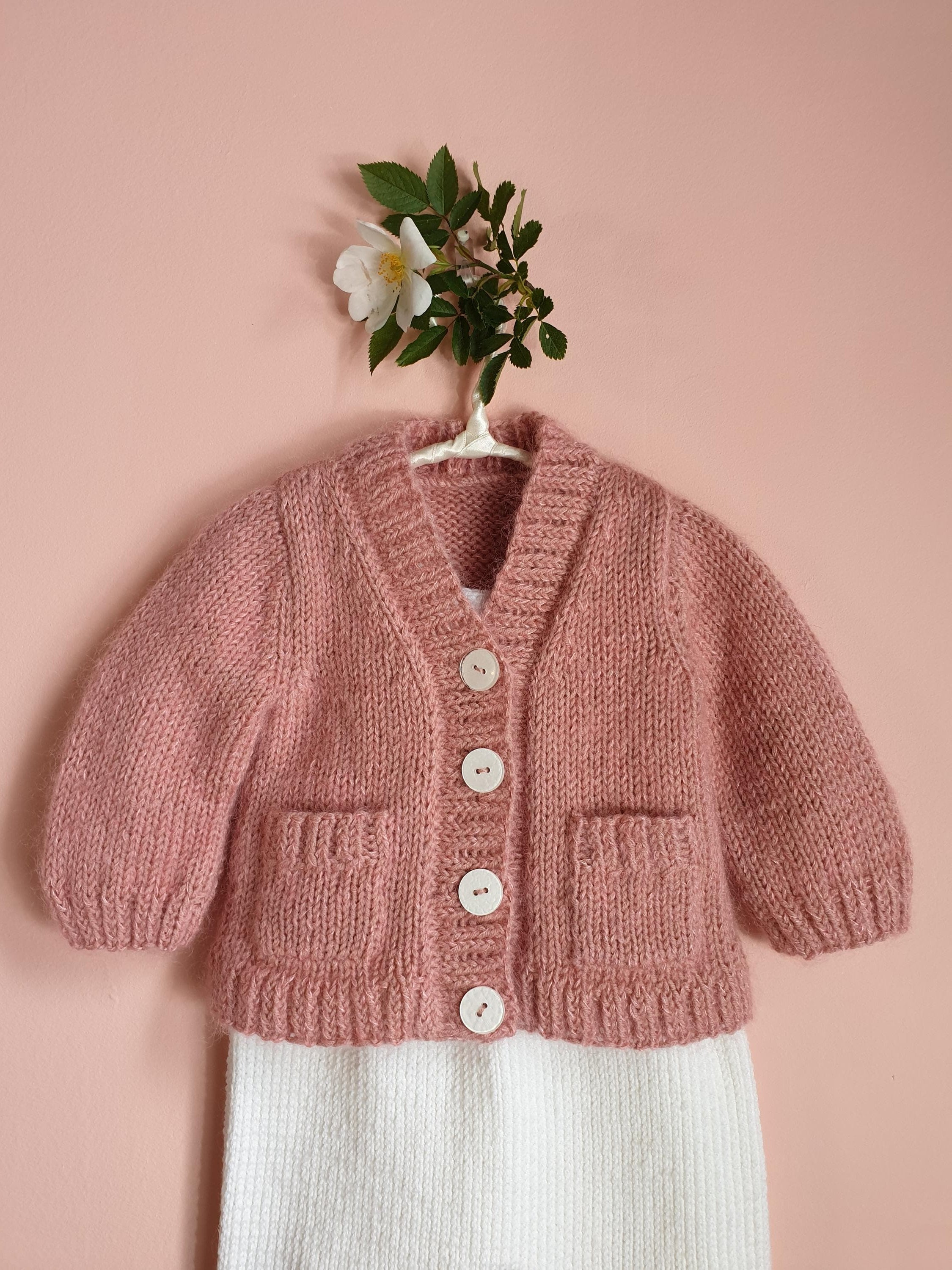 Anny Blatt Jojoba gilet neonato rosa antico