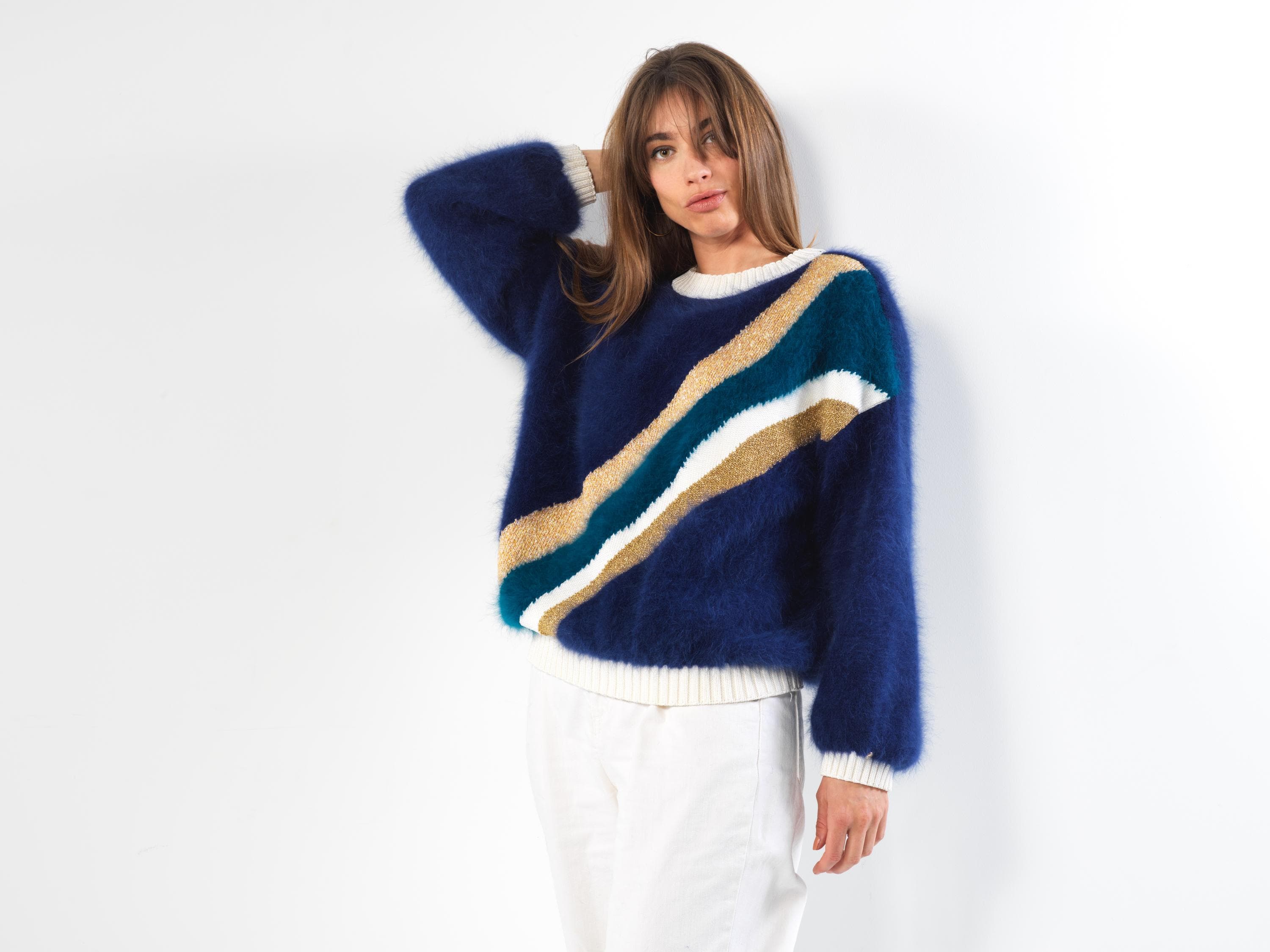 Annyblatt Gloria pullover donna angora nero glicine