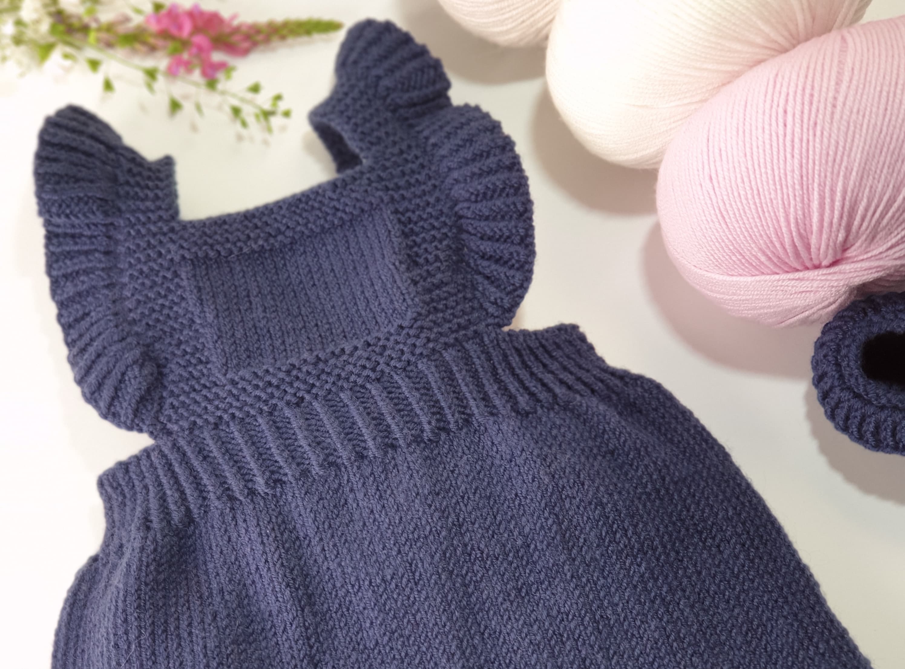 Annyblatt Hiba vestito neonata kit maglia marino 1