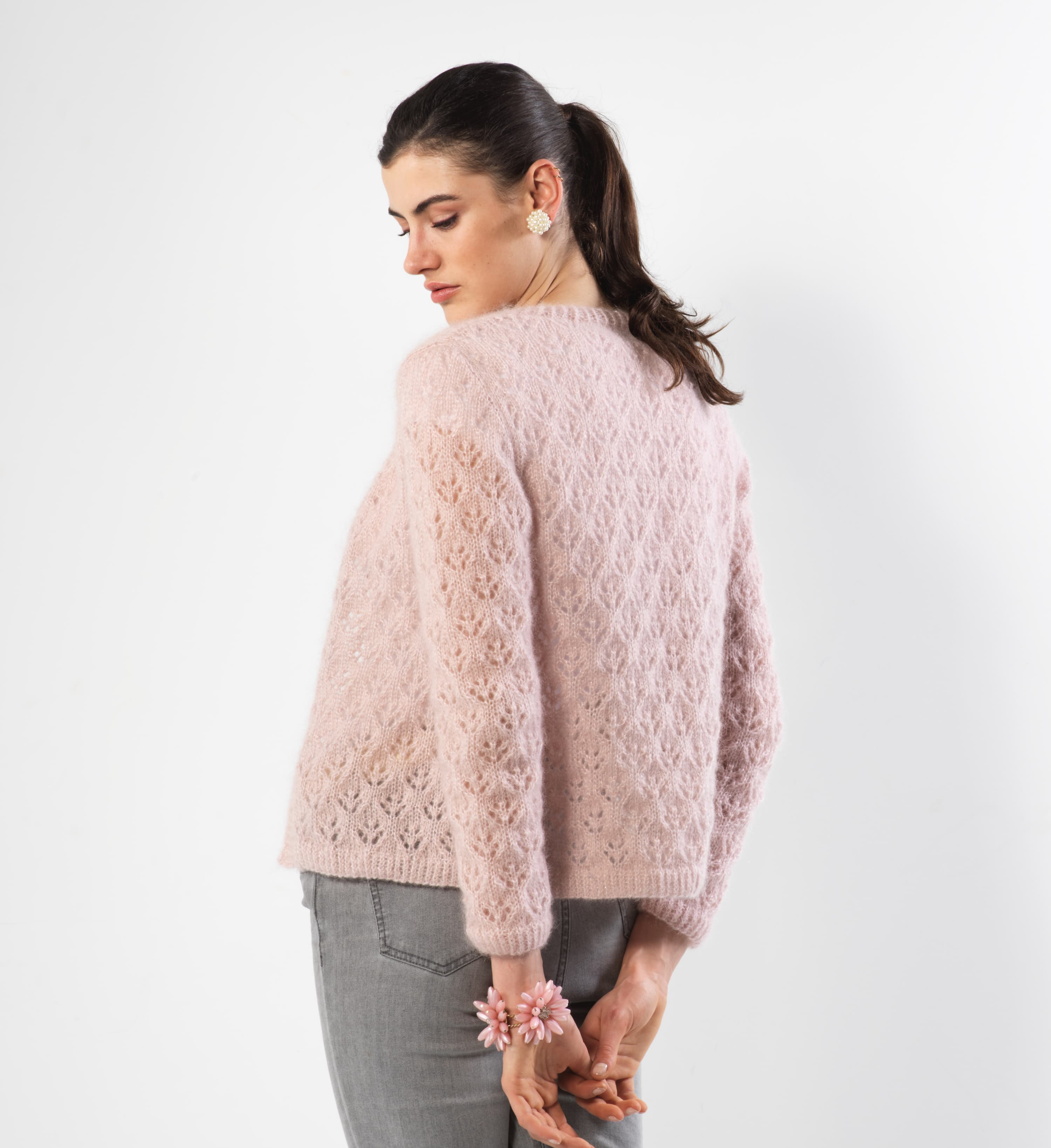 Anny Blatt Fanny kit giacca mohair seta cipria