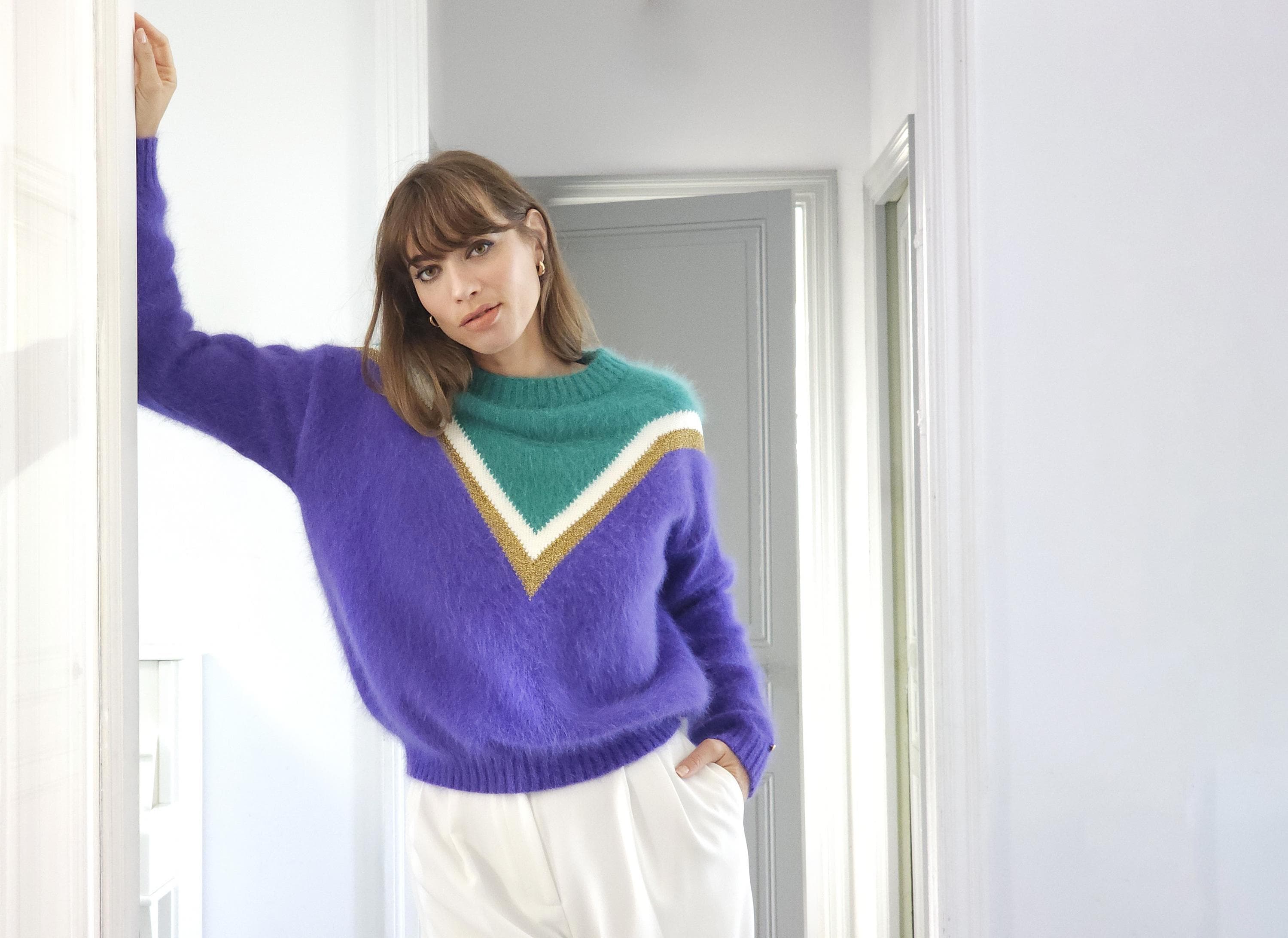 Anny Blatt Celeste kit maglia pull donna in angora