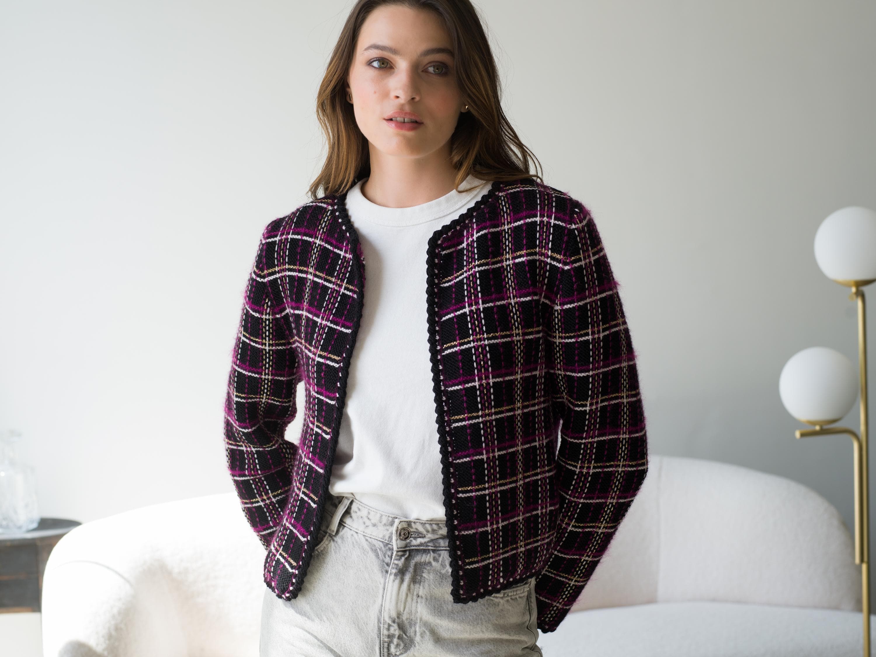 Anny Blatt Prune kit giacca maglia lana merinos