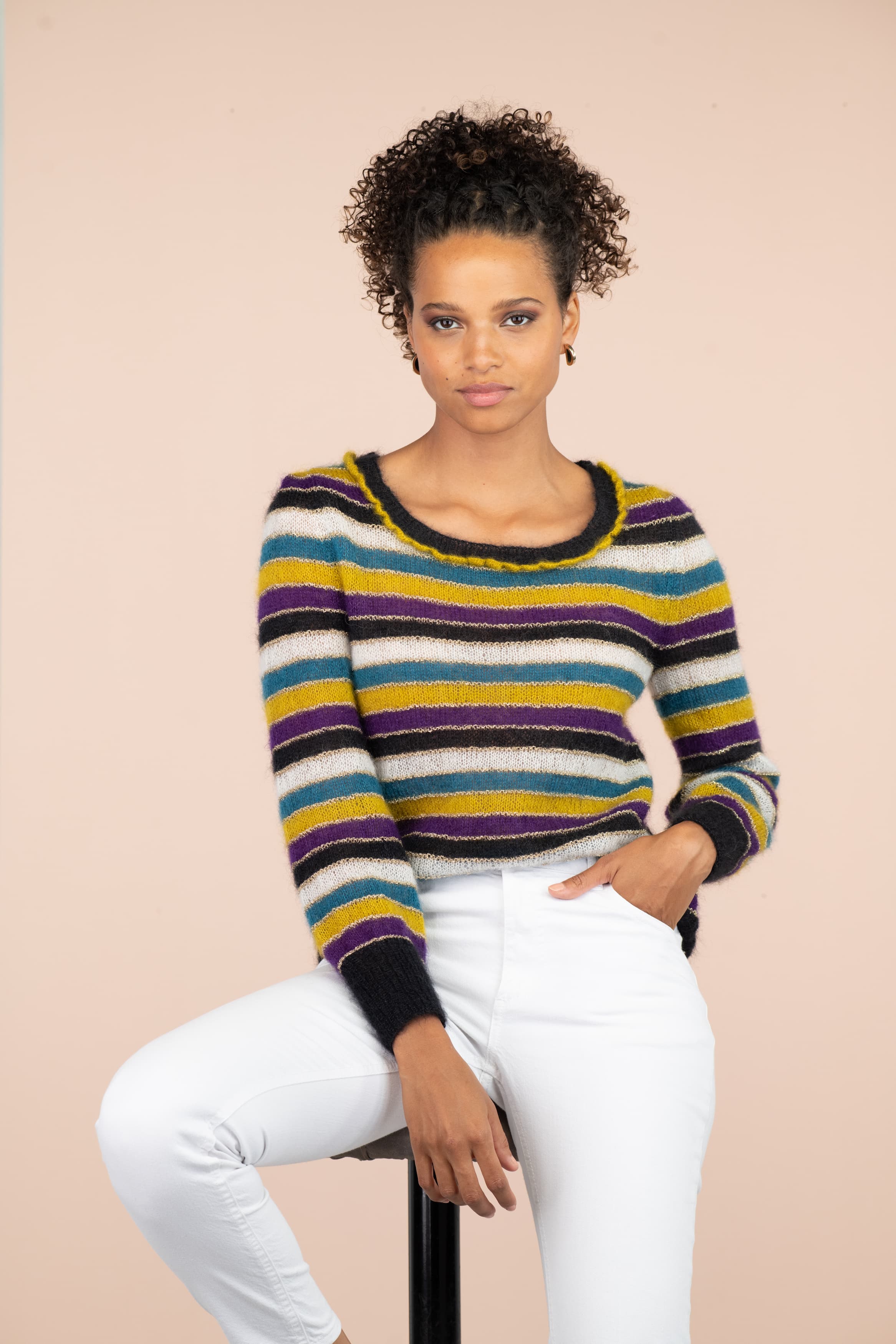 Annyblatt Suzanne pull donna a righe mohair