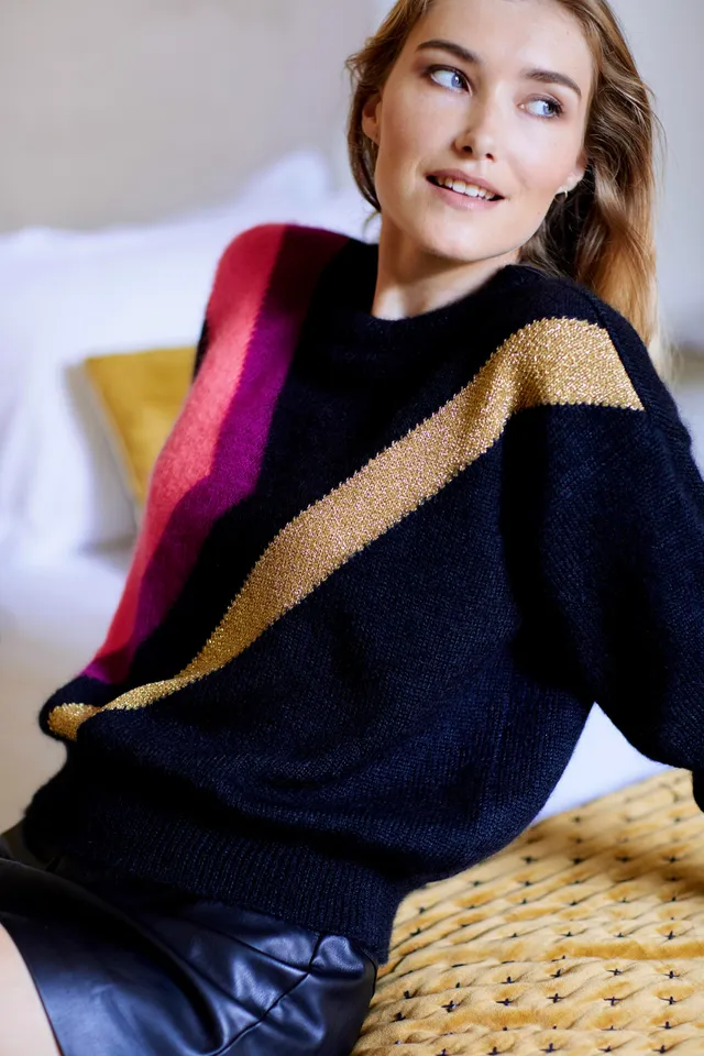 Annyblatt Ines maglione donna taglia S nero neon mohair