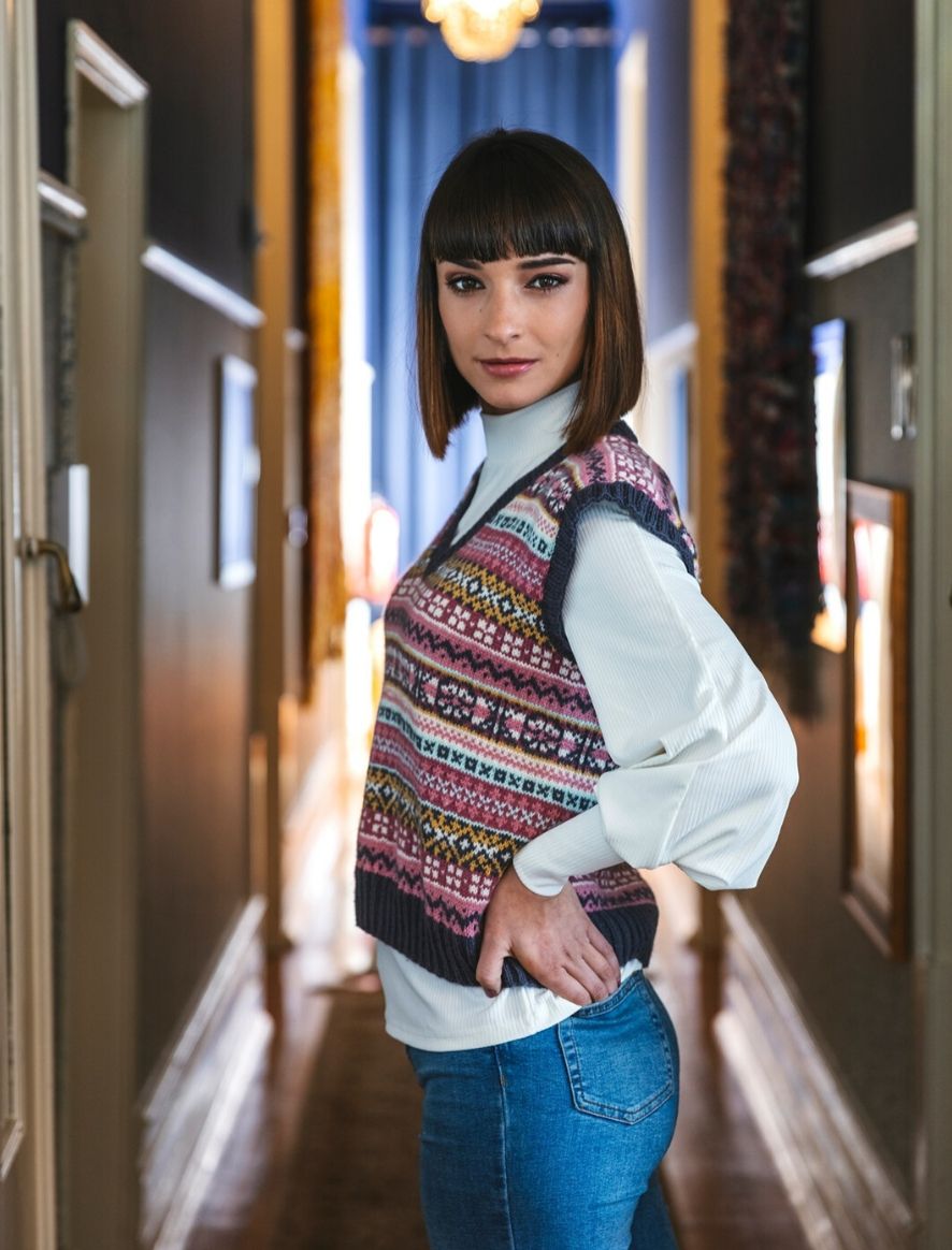 Rosarios4 253 Colete modello gilet jacquard donna
