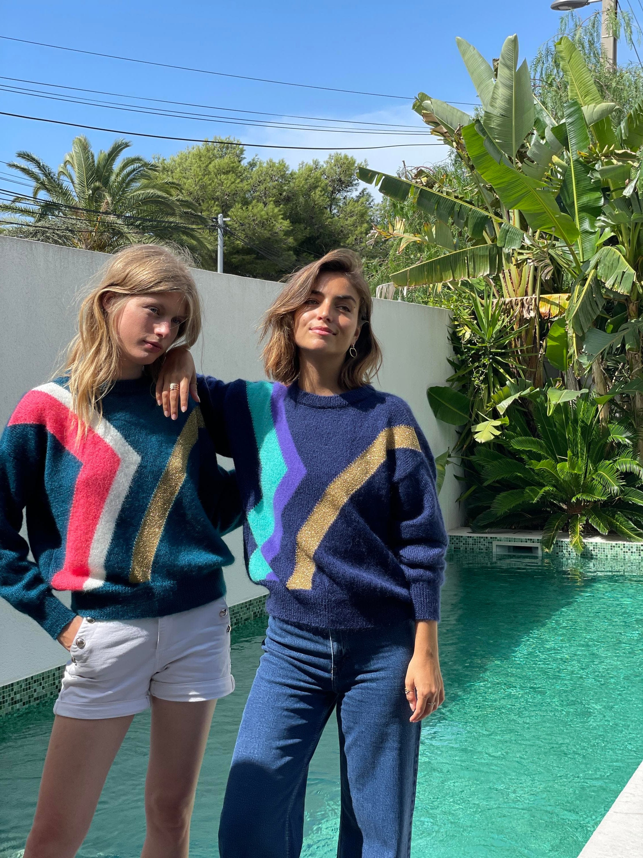 Anny Blatt Inès pull mohair blu tahiti S